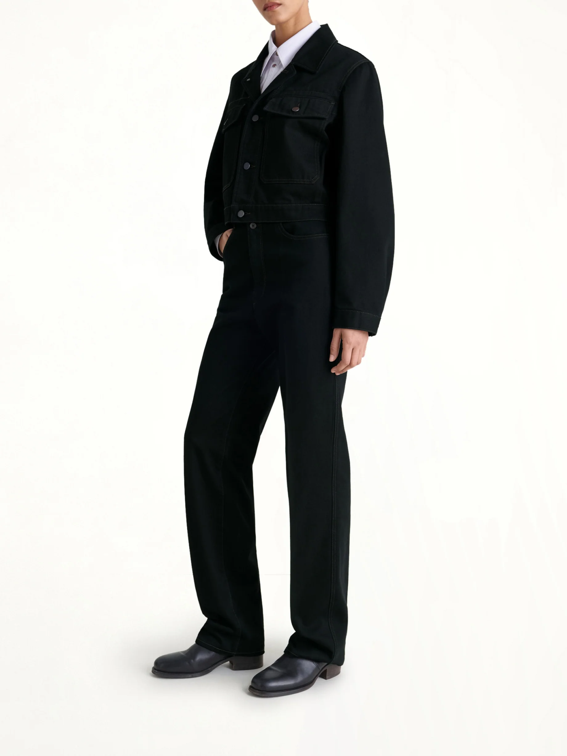 Cropped Blouson in Black - Image 4