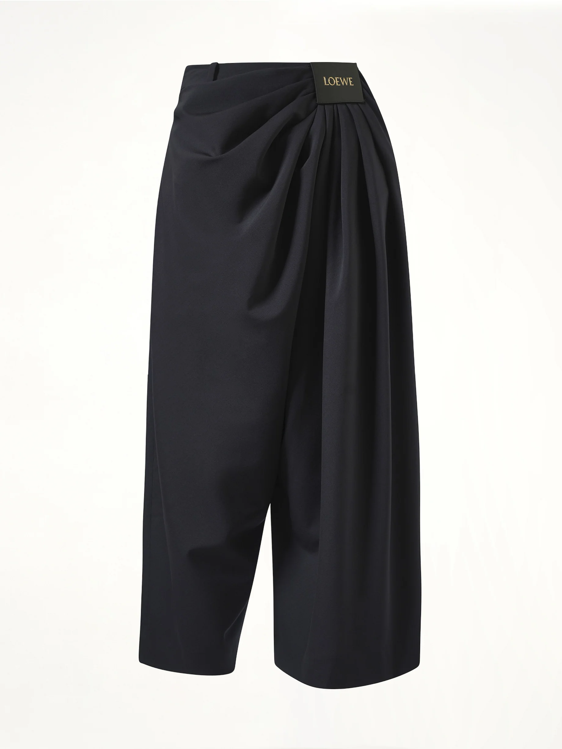 Cropped Draped Trouser in Dark Navy Blue - Image 2