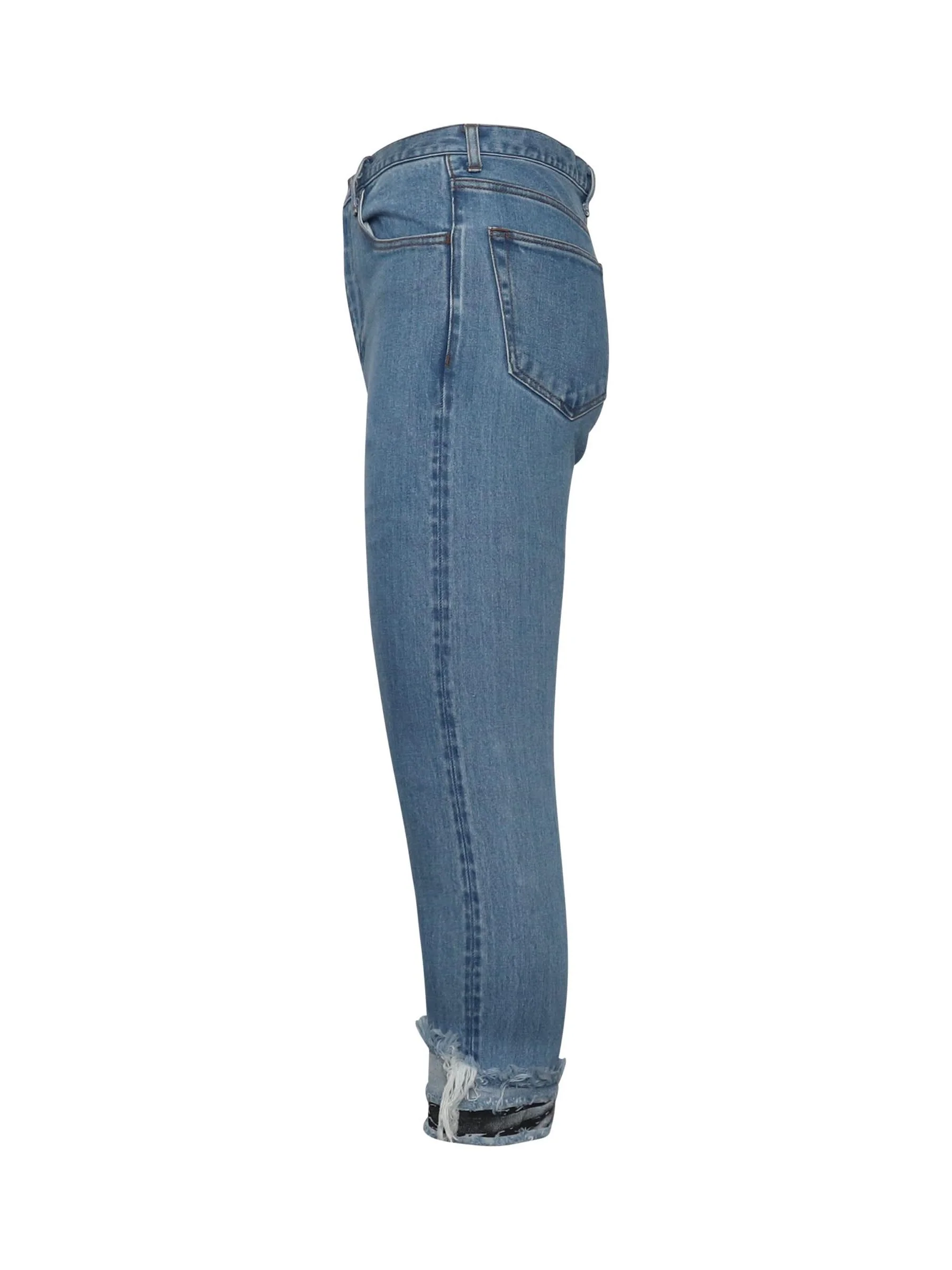 Cropped Print Denim Pants in Indigo - Image 3
