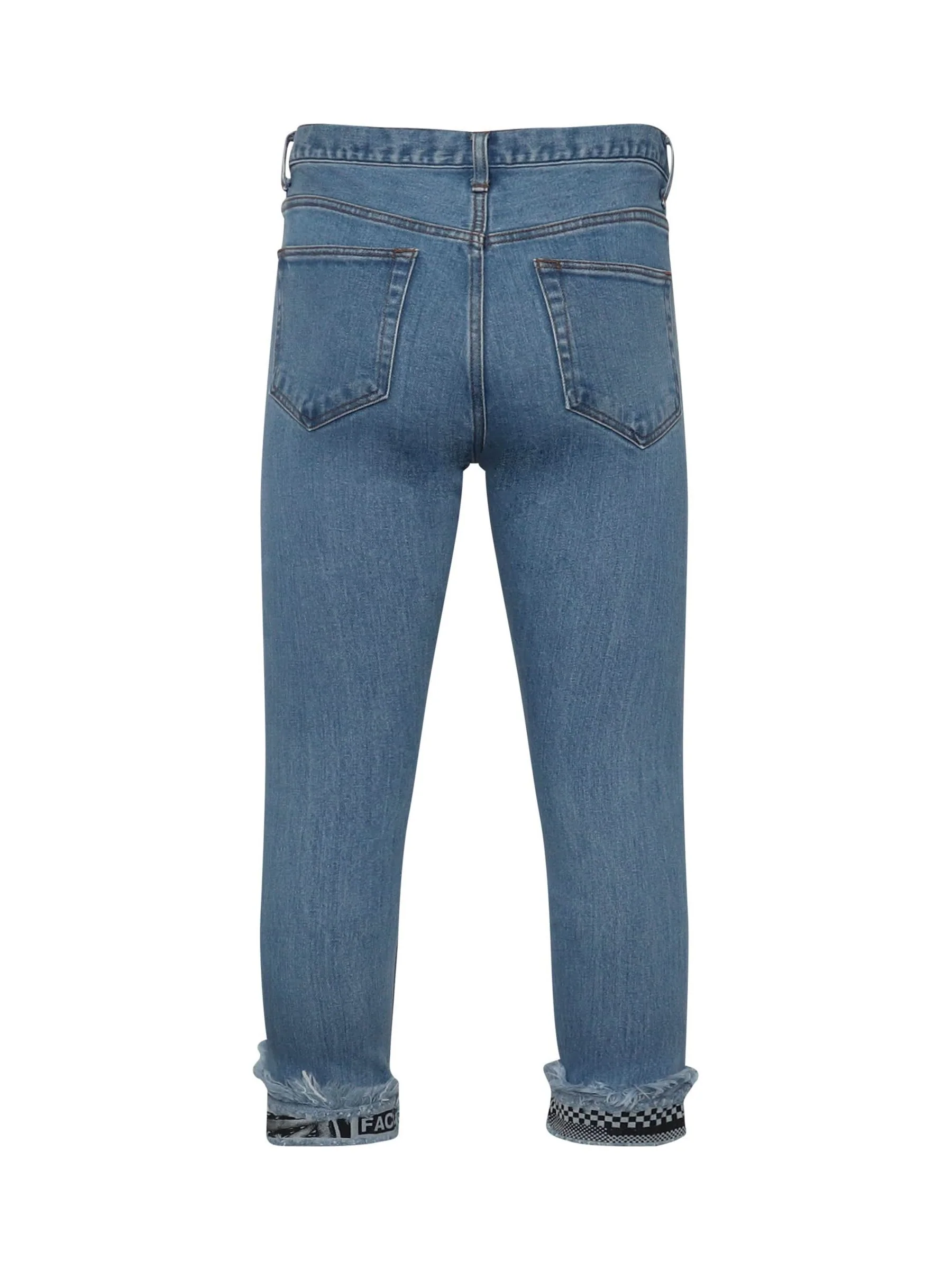Cropped Print Denim Pants in Indigo - Image 4