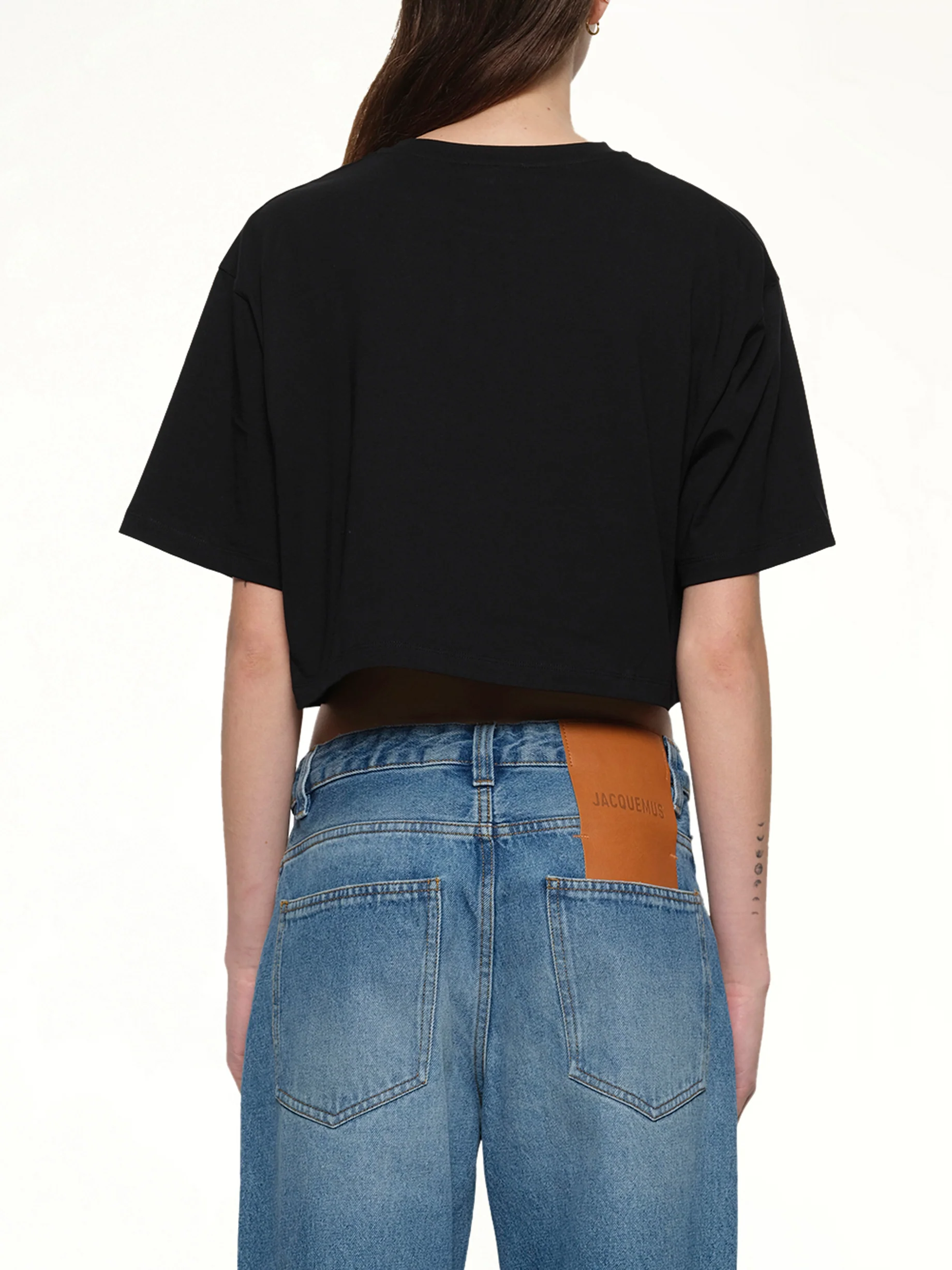 Cropped Print Logo Eco T-Shirt in Black - Image 5