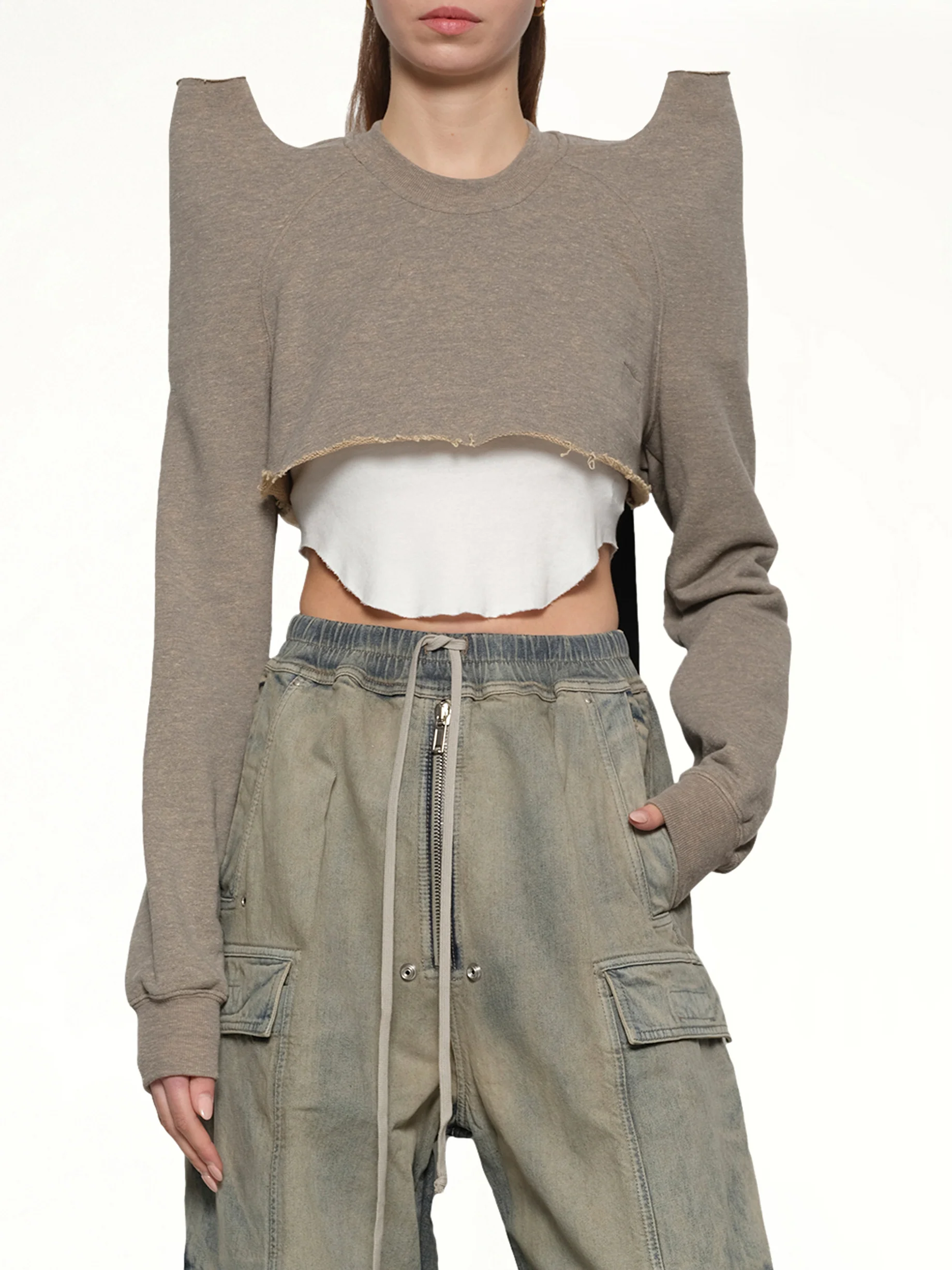 Cropped Tecsweat in Melange Grey - Image 6