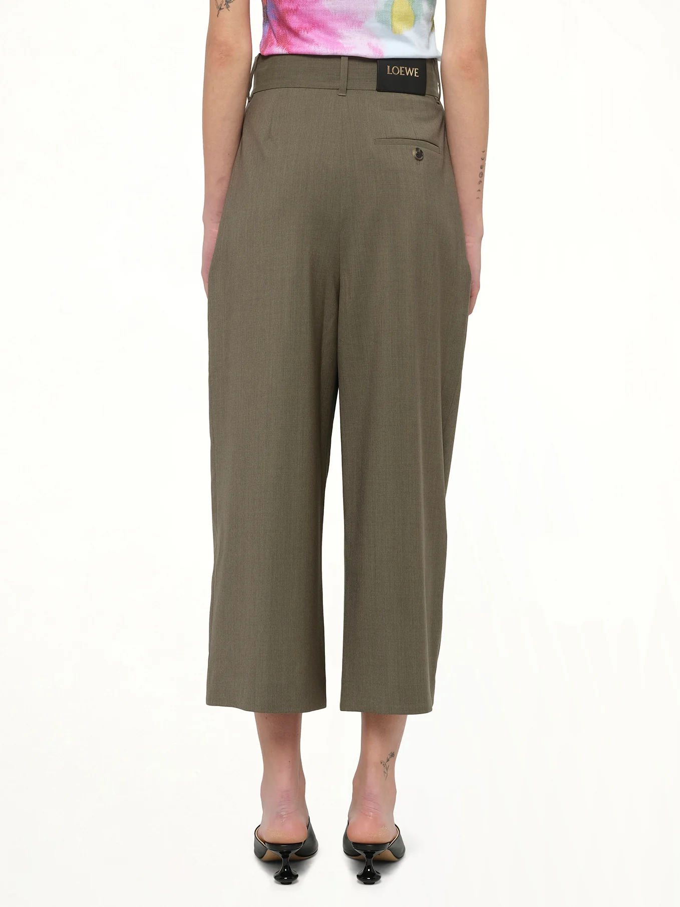 Cropped Wrap Trouser in Khaki Green - Image 5