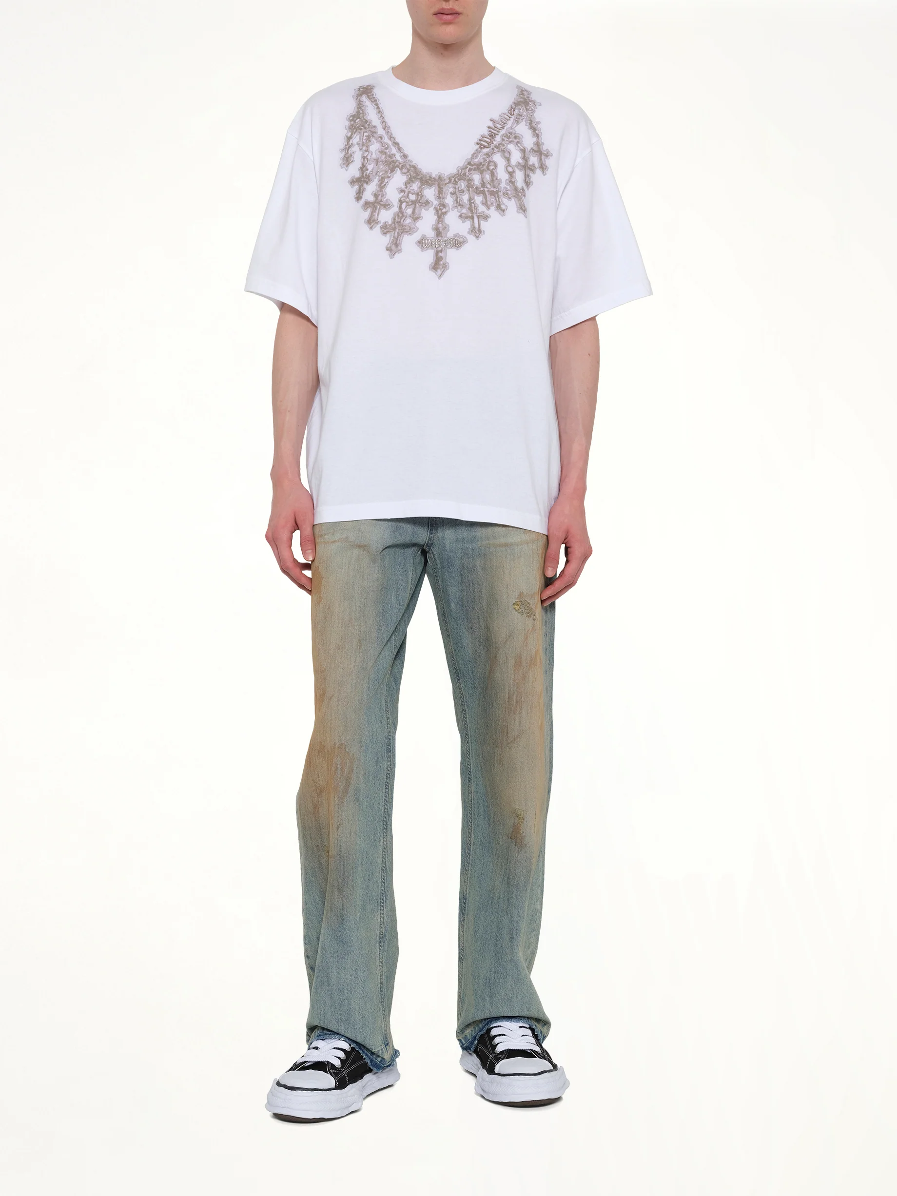 Cross Necklace T-Shirt in White - Image 4