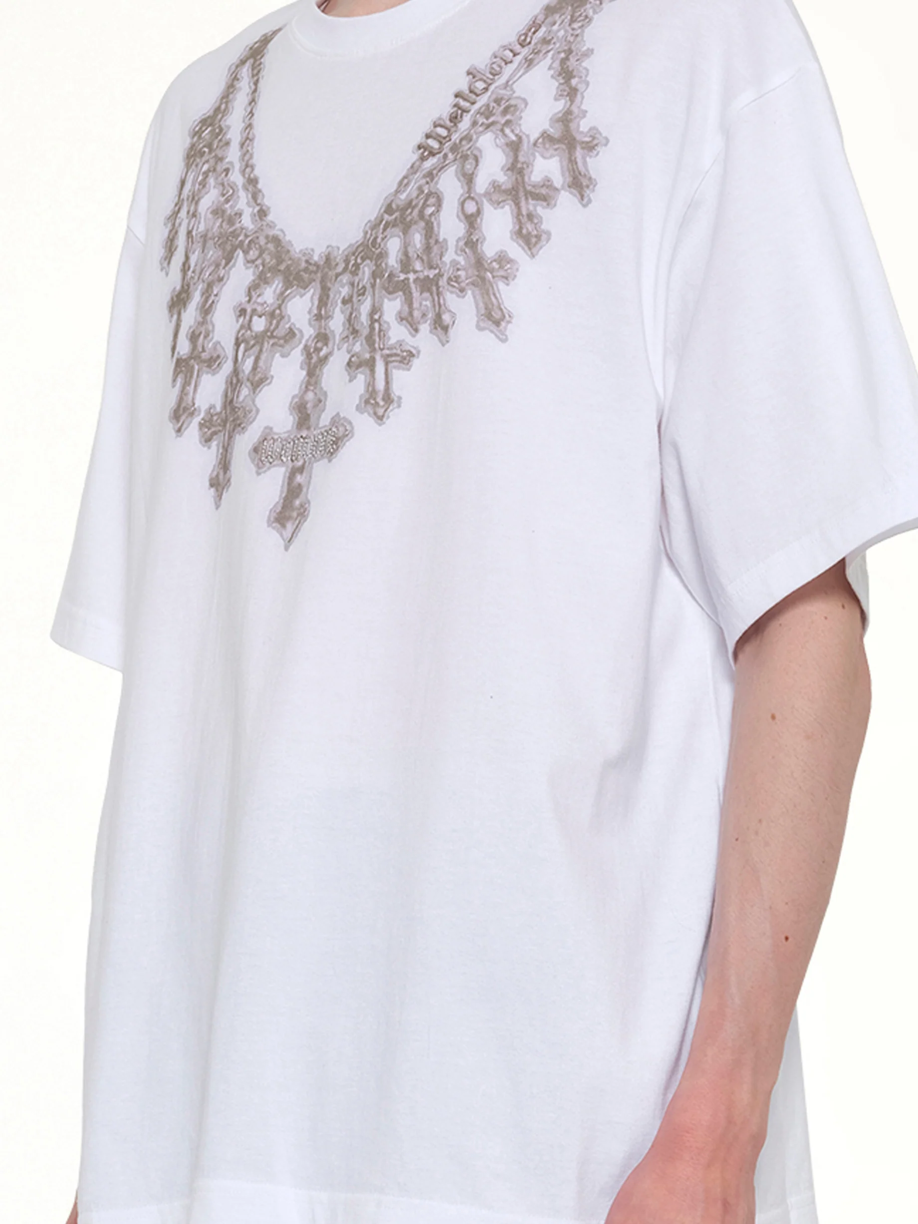 Cross Necklace T-Shirt in White - Image 6