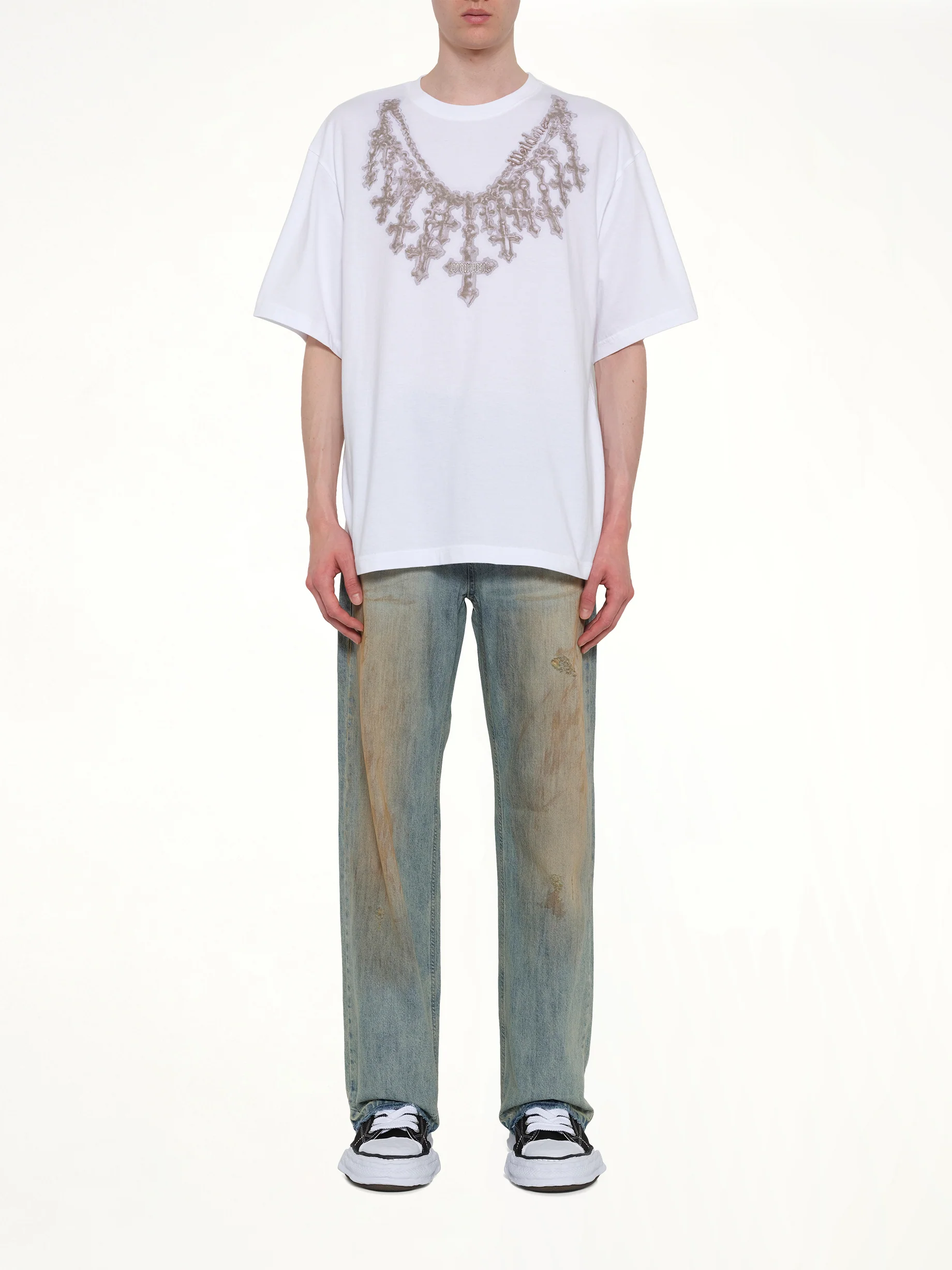 Cross Necklace T-Shirt in White - Image 7