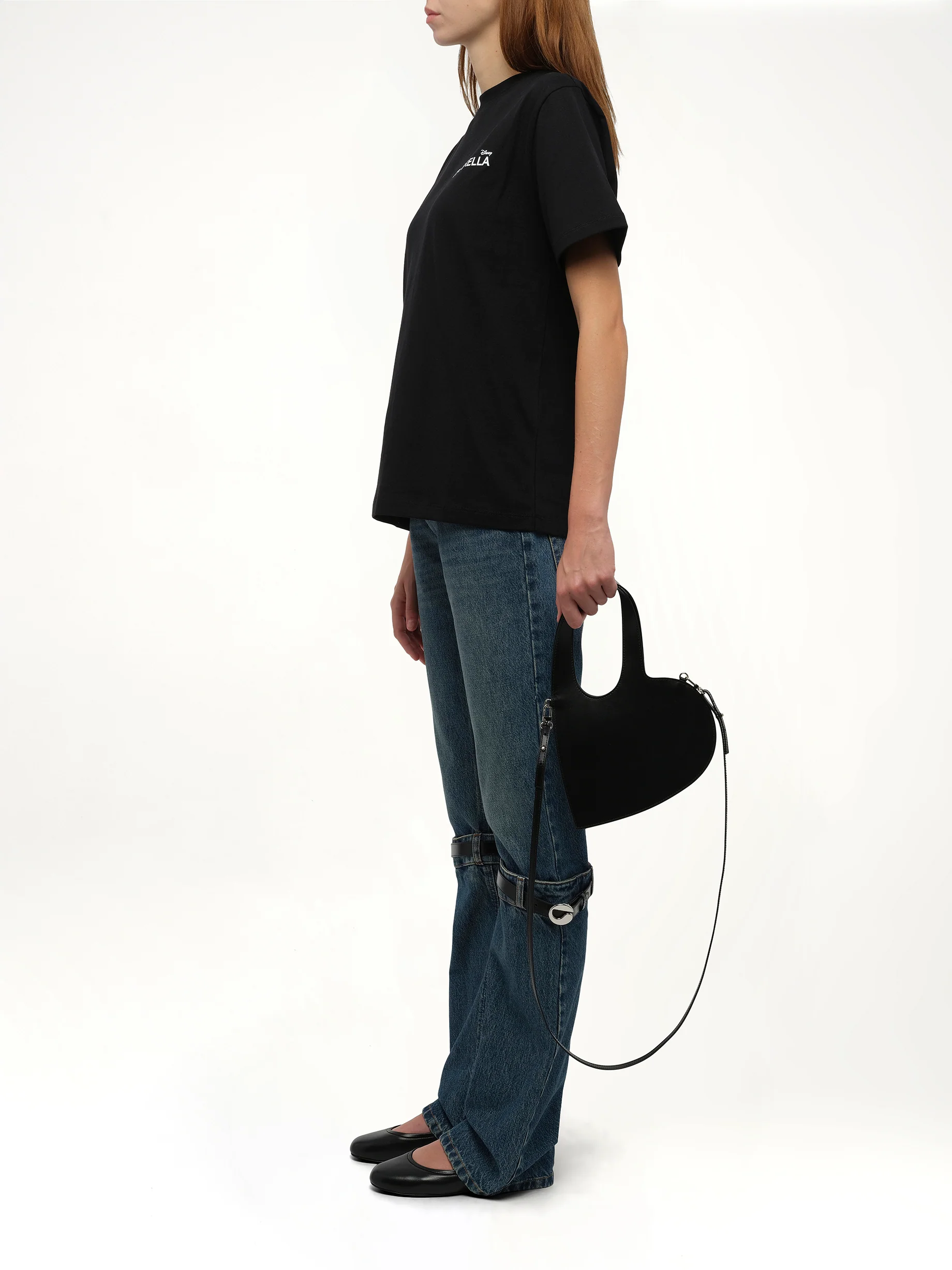 Crossbody Baby Heart Tote Bag in Black - Image 4