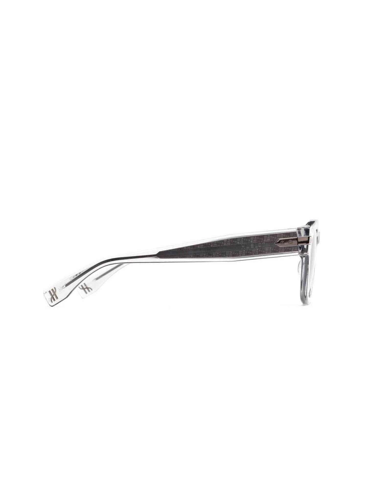 Crystal Grey Rounded Key Sunglasses with Solid Blue Lens - Image 3