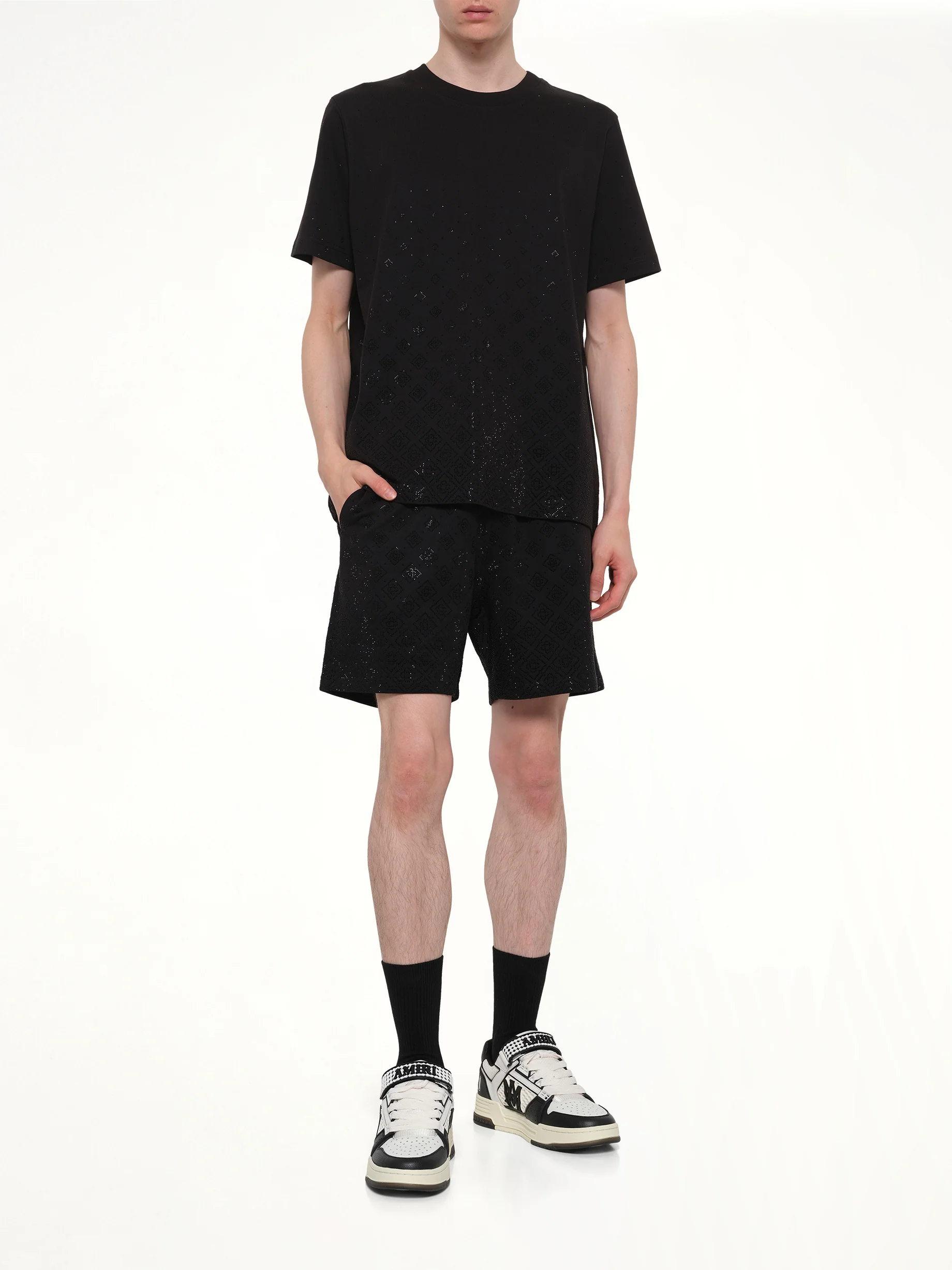 Crystal Monogram Sweatshort in Black - Image 4