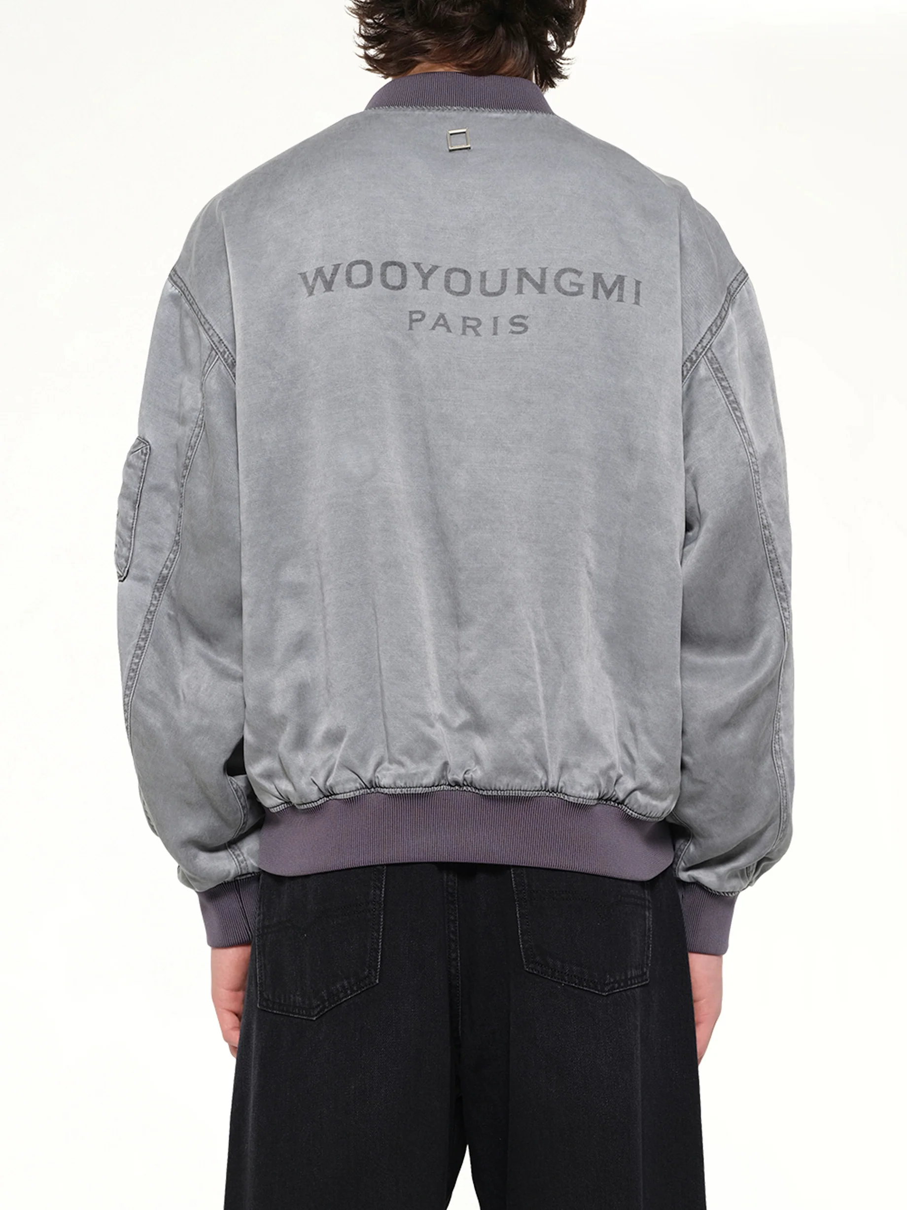 Cupro Bomber Jacket in Grey - Image 5