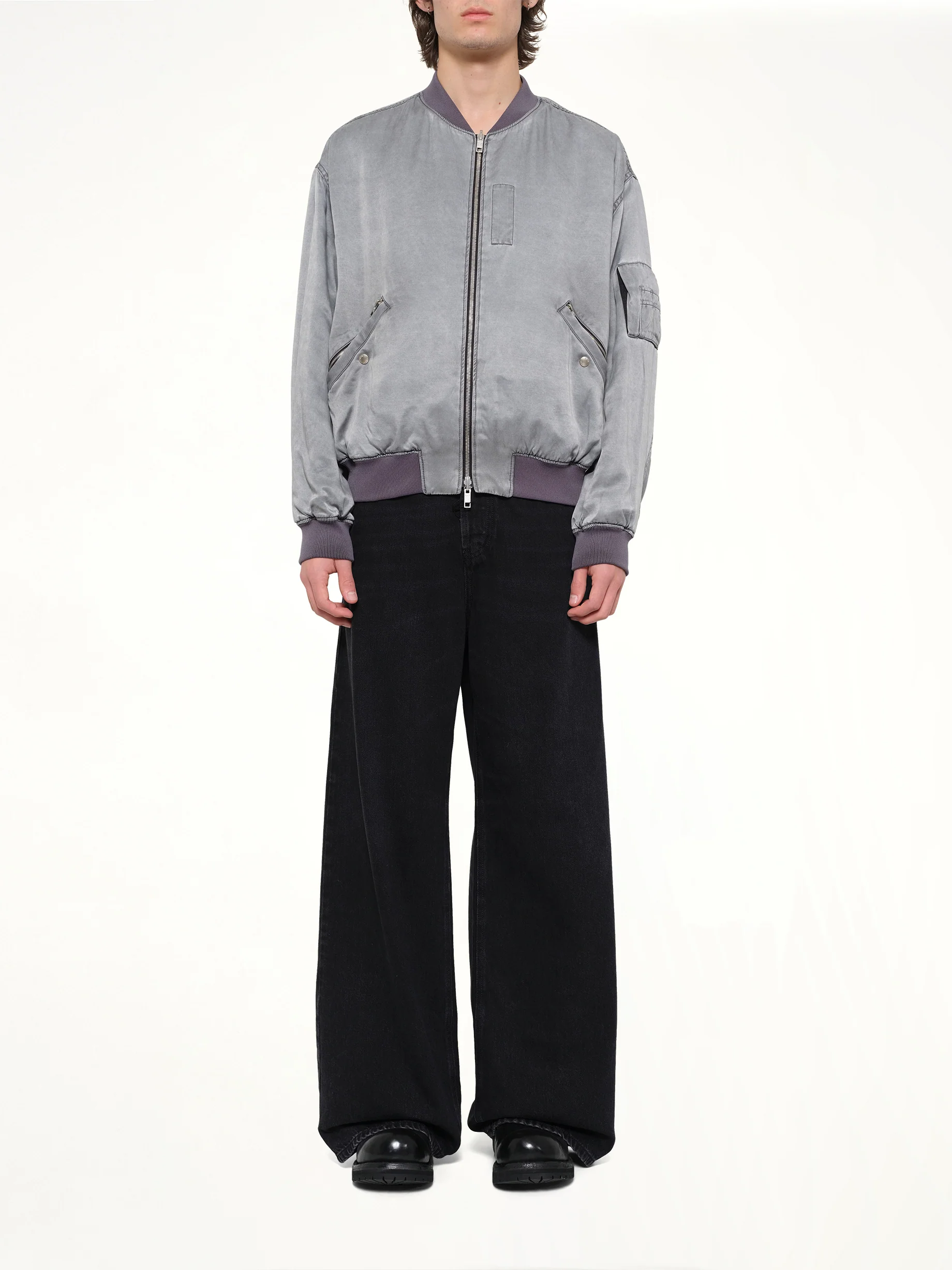 Cupro Bomber Jacket in Grey - Image 7