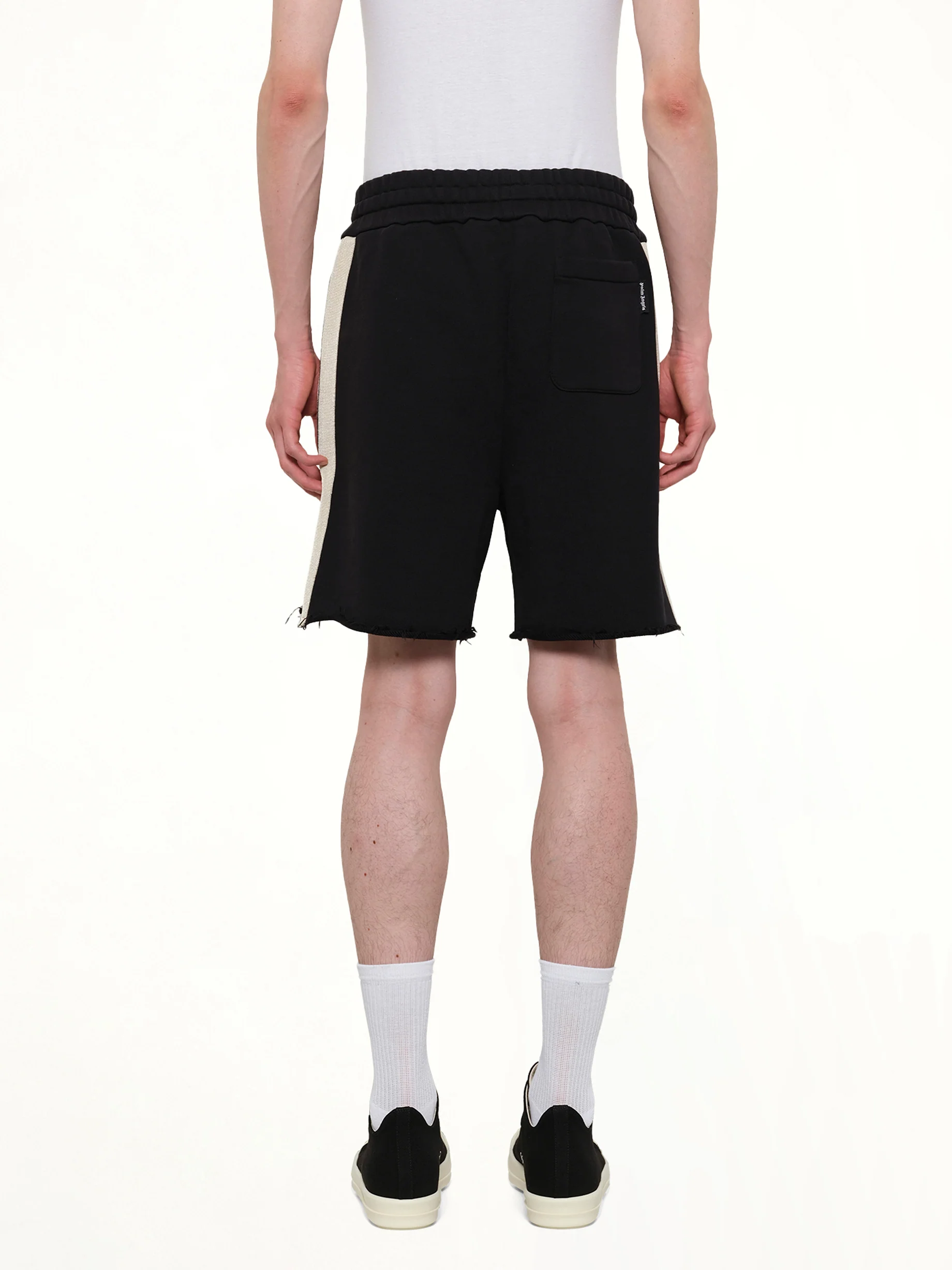 Curved Logo Track Sweatshorts in Black/Off White - Image 5