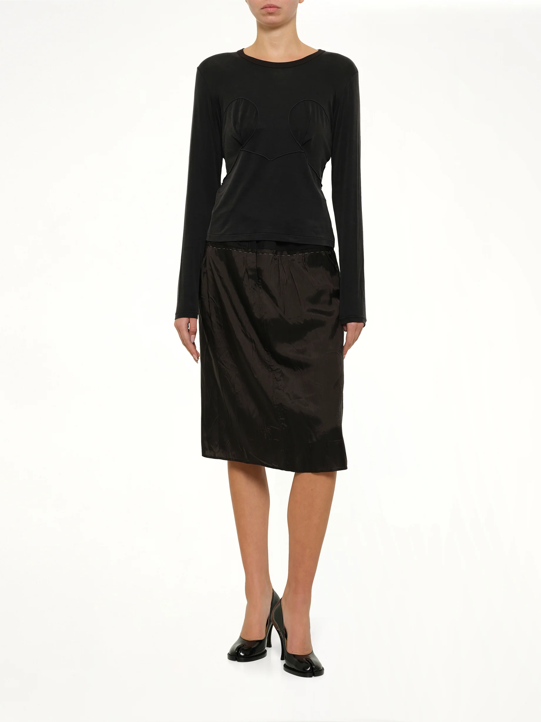 Cut-out Long Sleeve T-Shirt in Black - Image 4