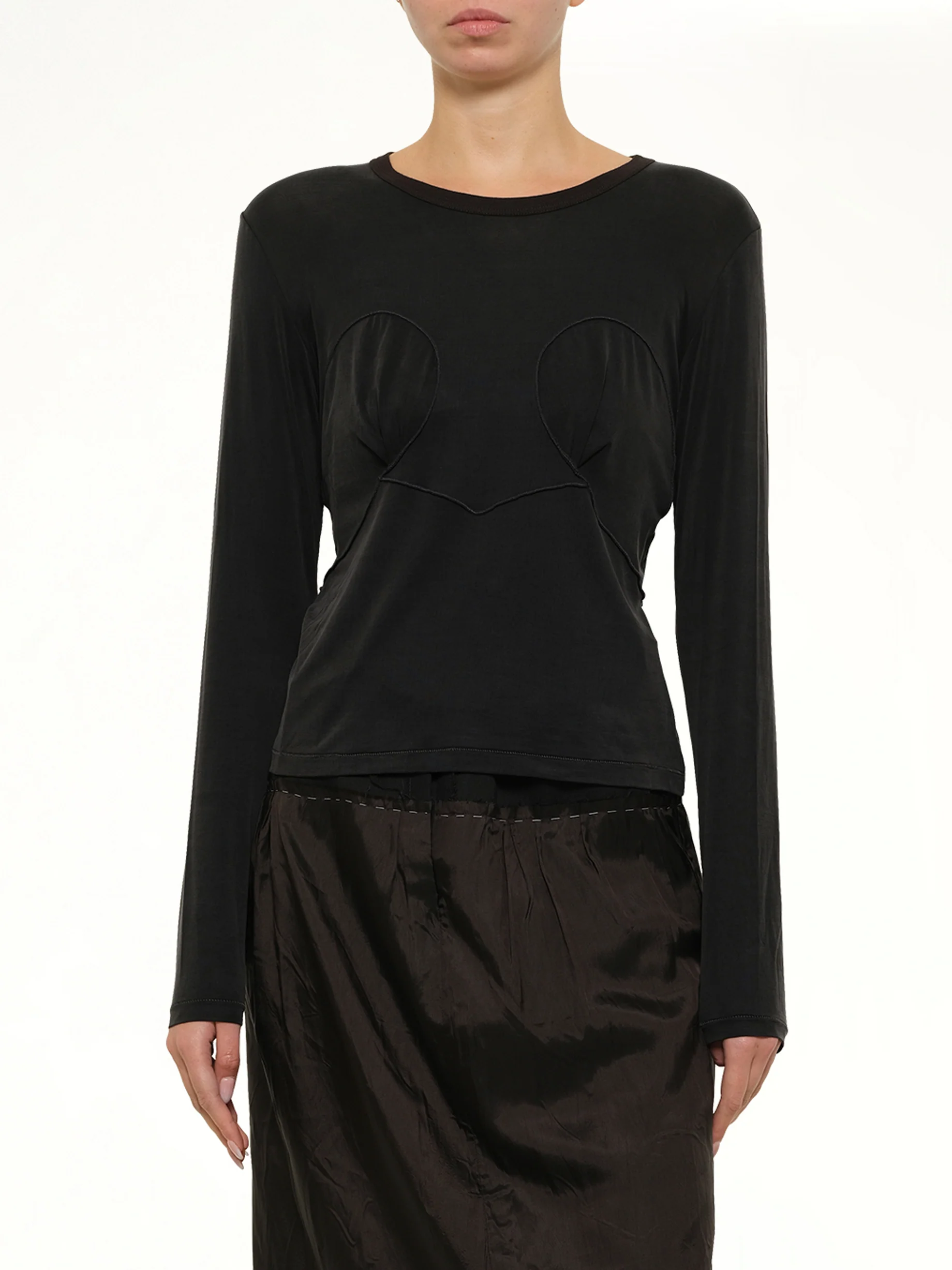 Cut-out Long Sleeve T-Shirt in Black - Image 6