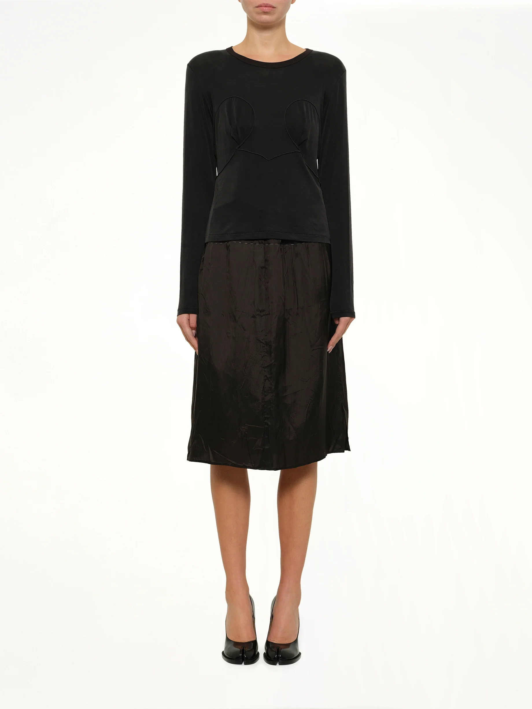 Cut-out Long Sleeve T-Shirt in Black - Image 7