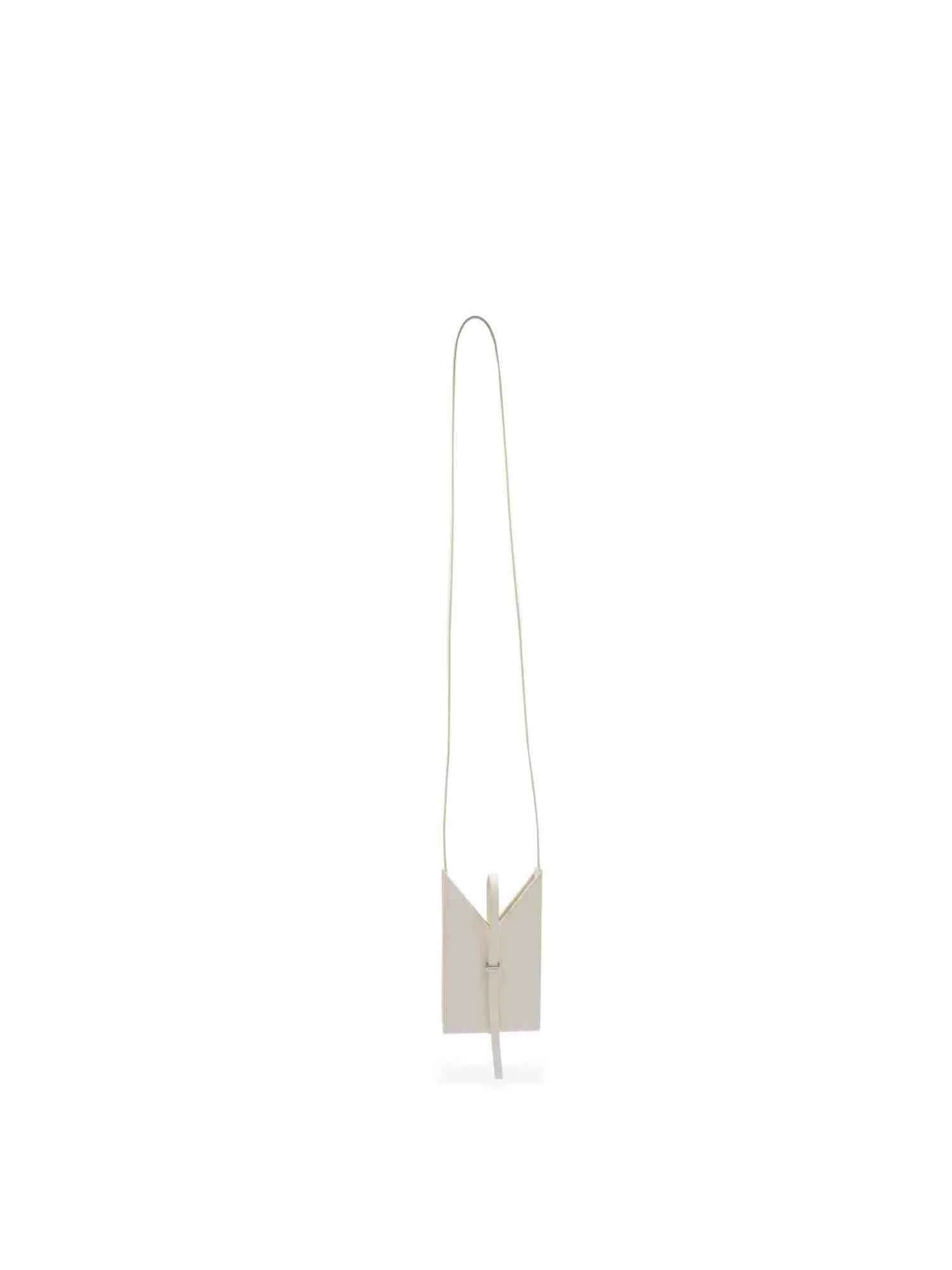 Cut Out Phone Pouch in Box Leather in Ivory