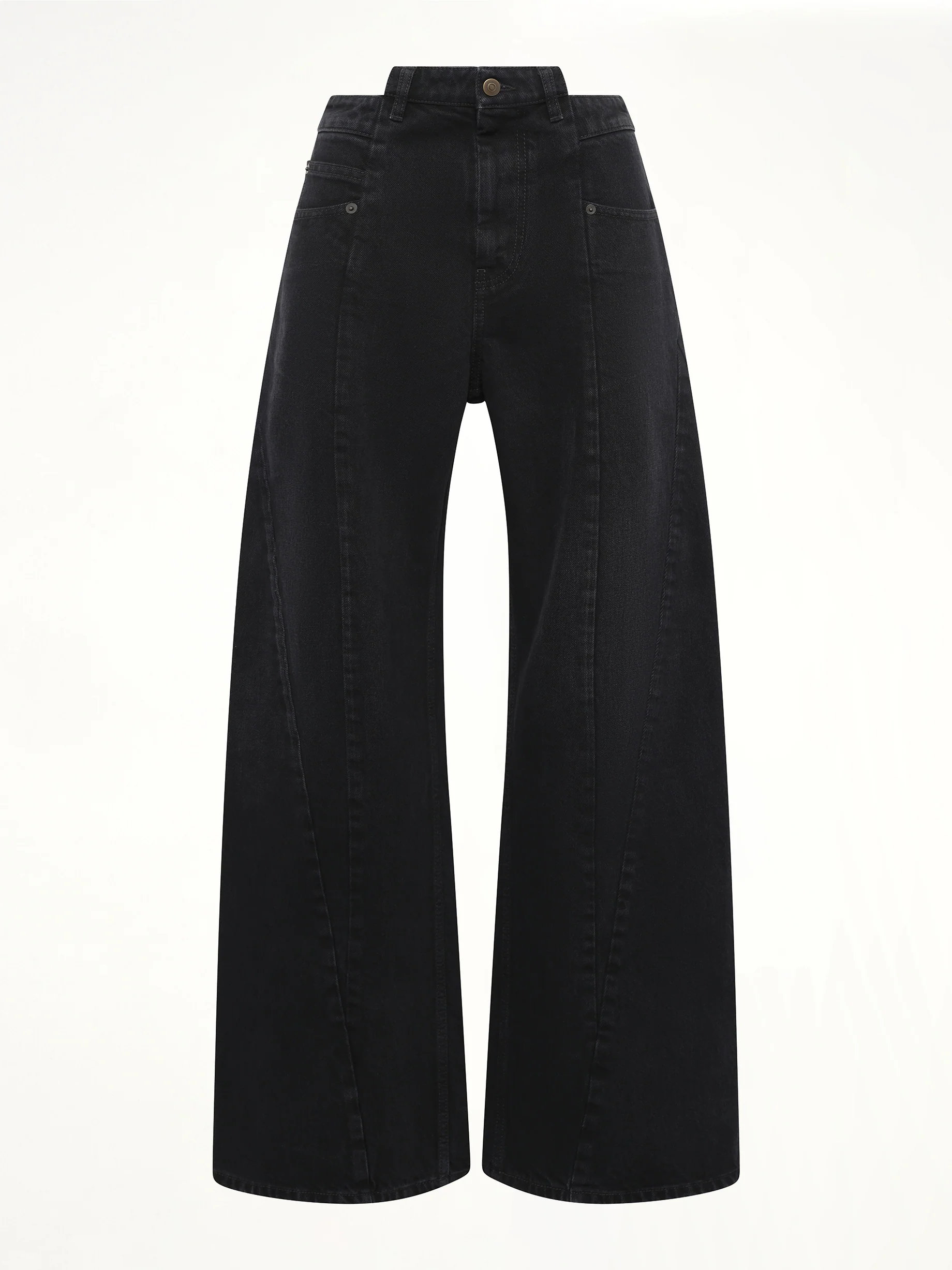 Cut Out Waistband Relaxed Fit Denim Jeans in Washed Black - Image 2
