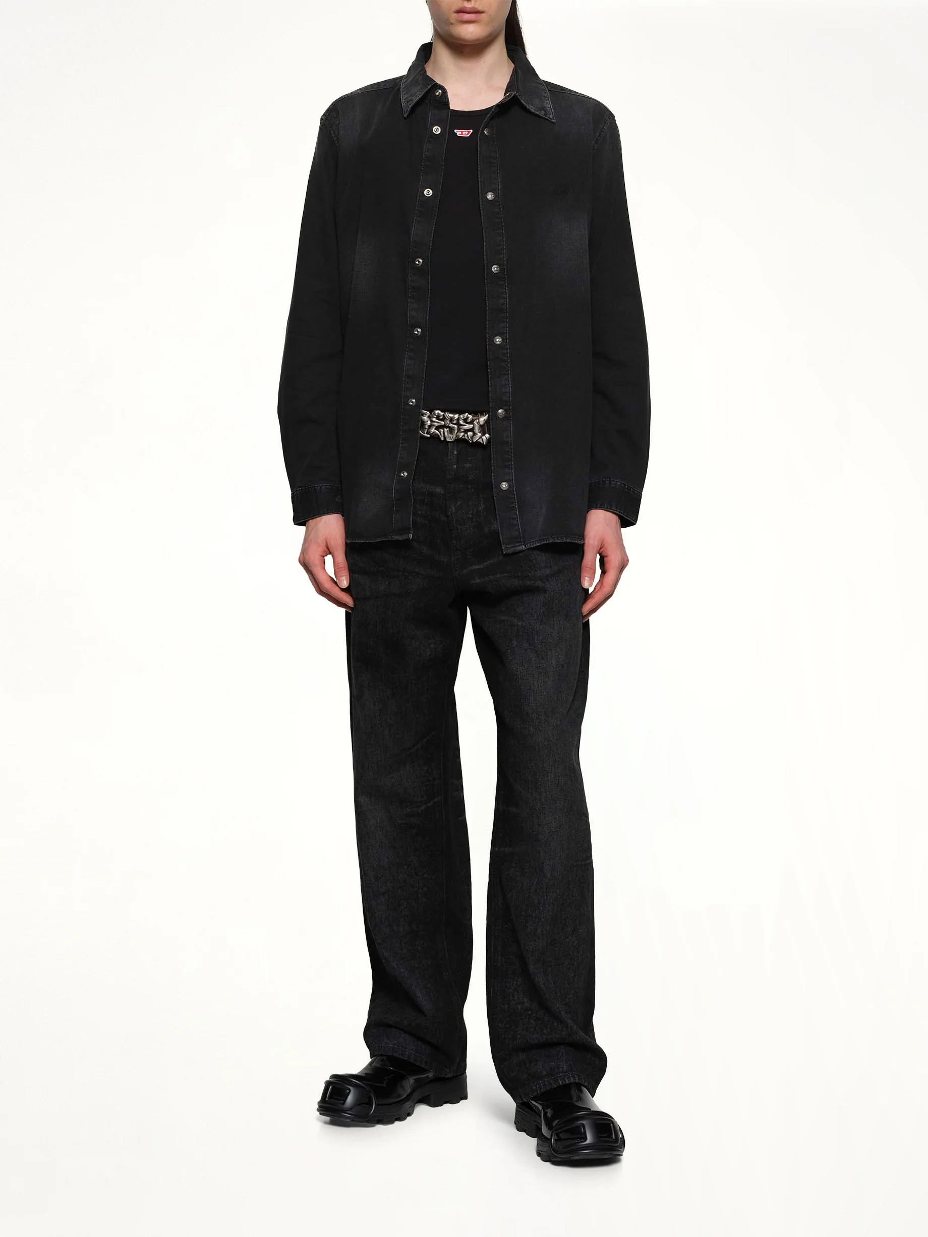 D-SIMPLY Shirt in Black/Dark Grey - Image 4
