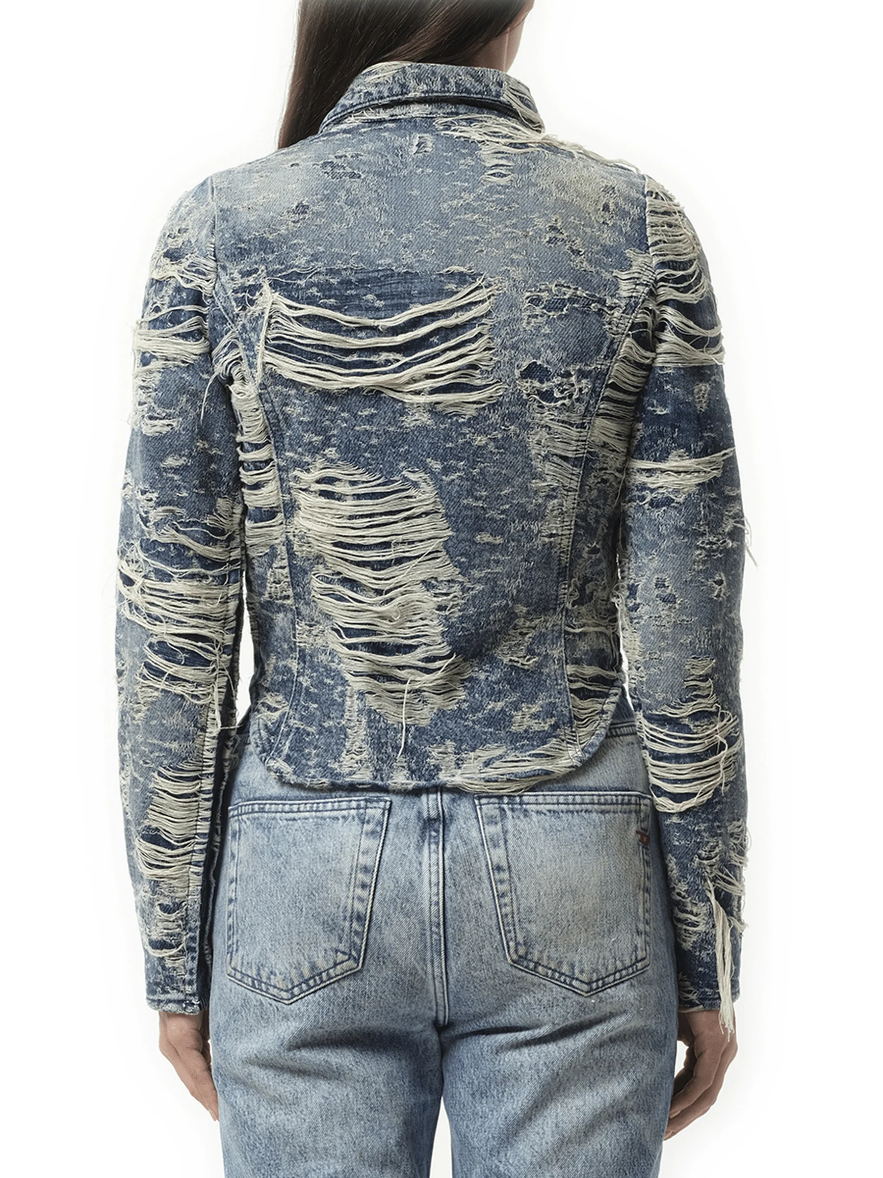 De-Madeline Distressed Denim Shirt in Blue - Image 2