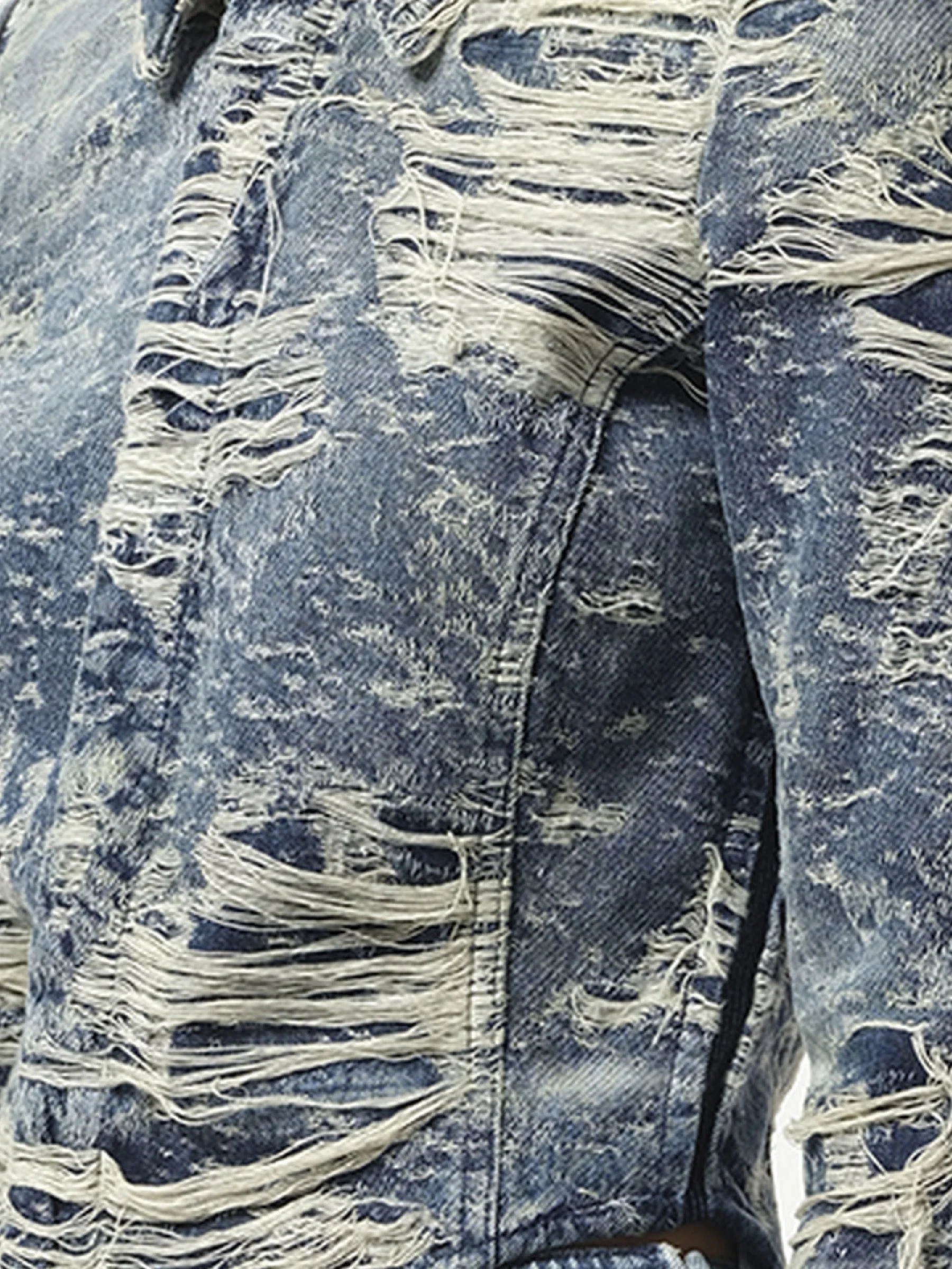 De-Madeline Distressed Denim Shirt in Blue - Image 5