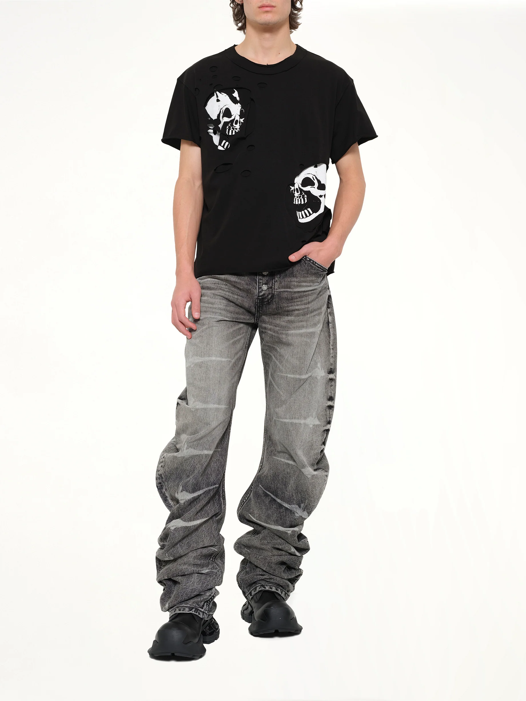 Dead Inside Double Layer T-Shirt in Black - Image 4