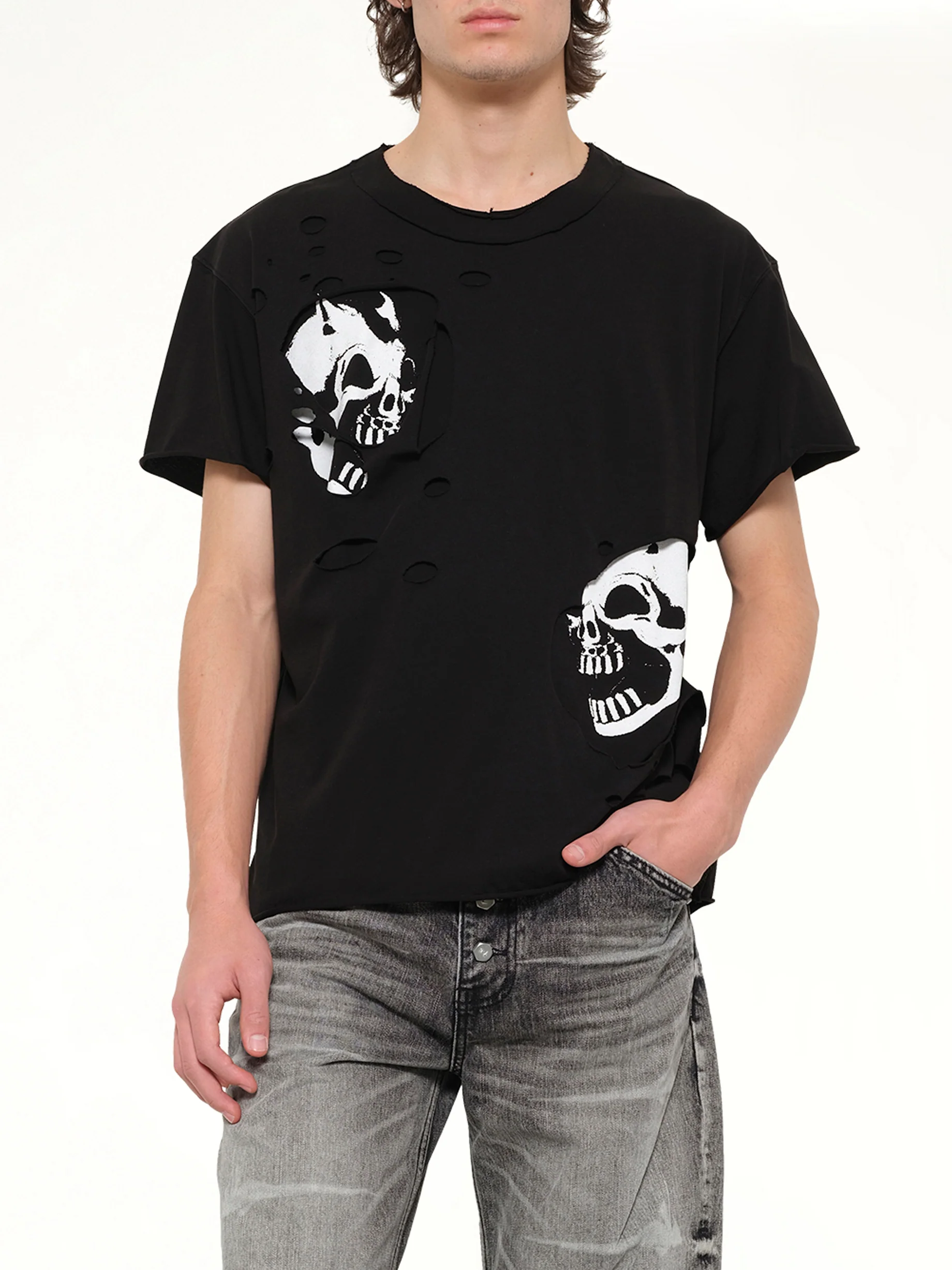 Dead Inside Double Layer T-Shirt in Black - Image 6