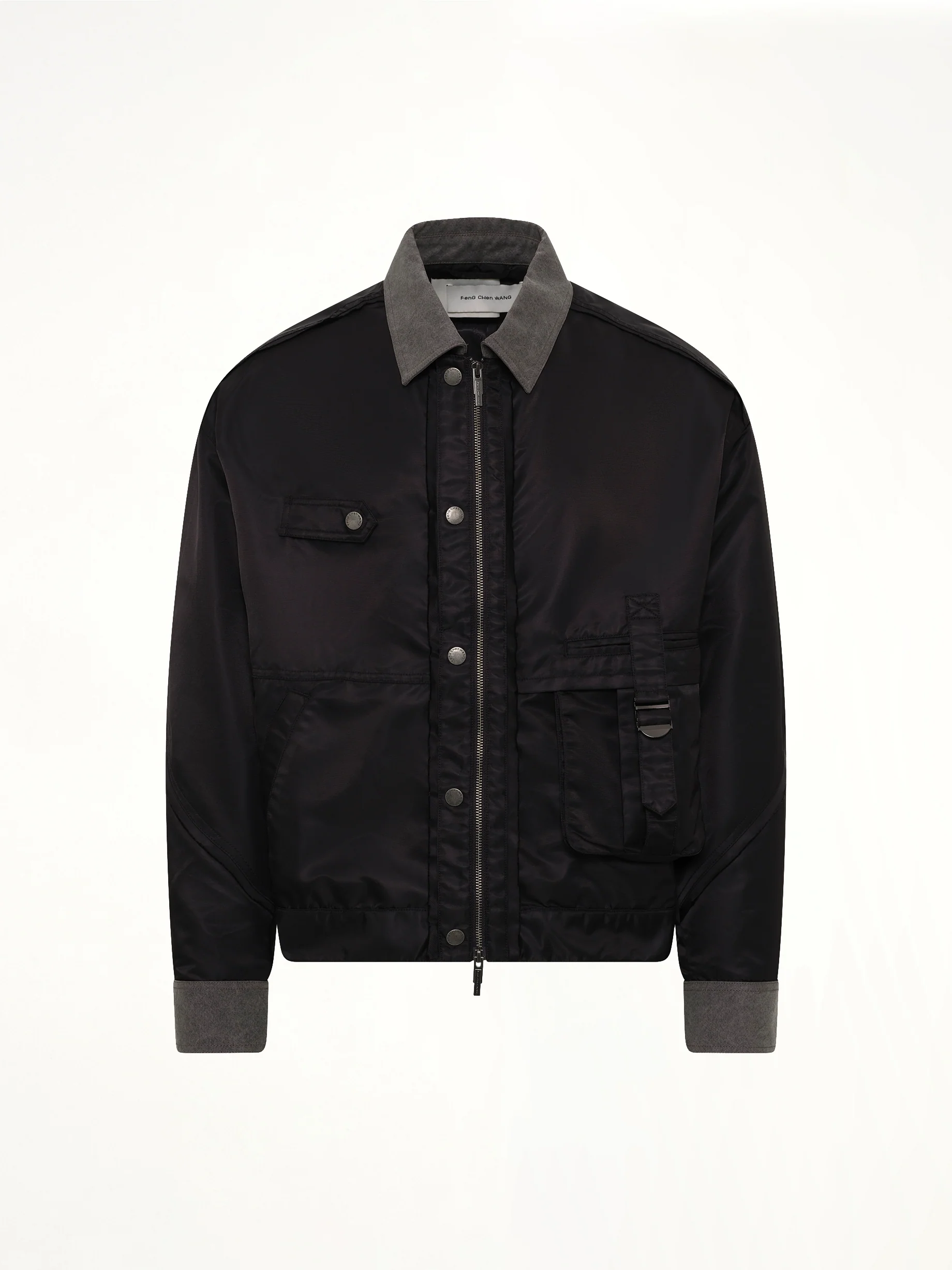 Deconstructed Nylon Jacket in Black - Image 2