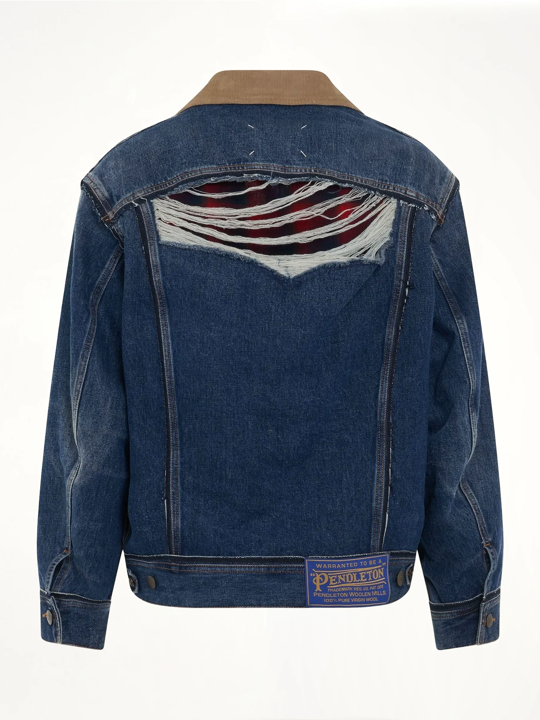 Deconstruction Cut-Out Denim Jacket in Indigo - Image 4