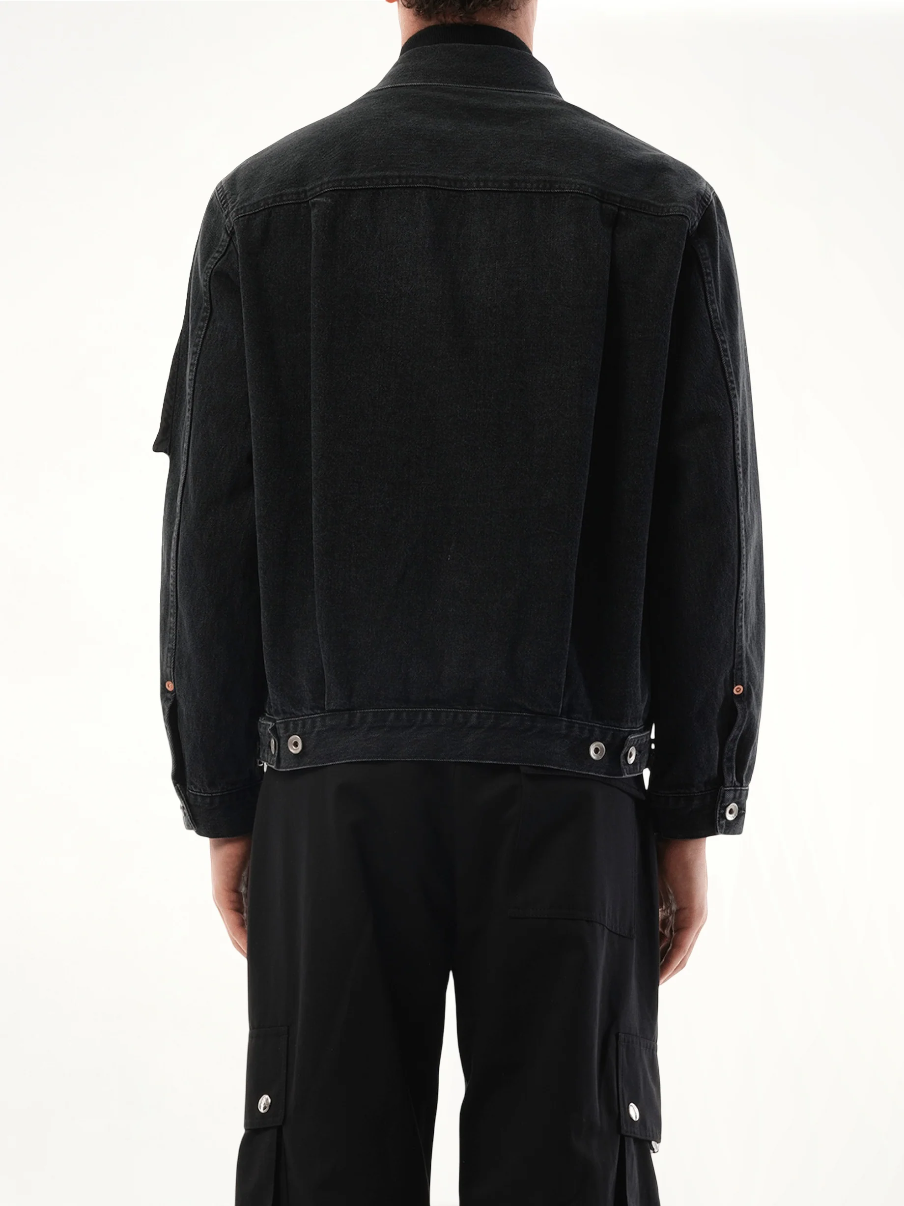 Denim Nylon Double Jacket in Black - Image 6