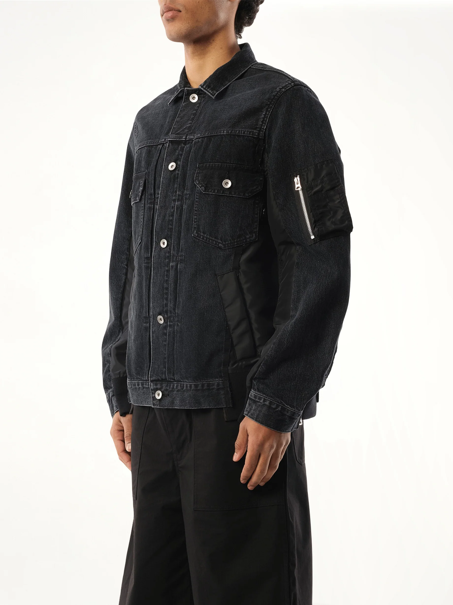 Denim Nylon Twill Jacket in Black - Image 5