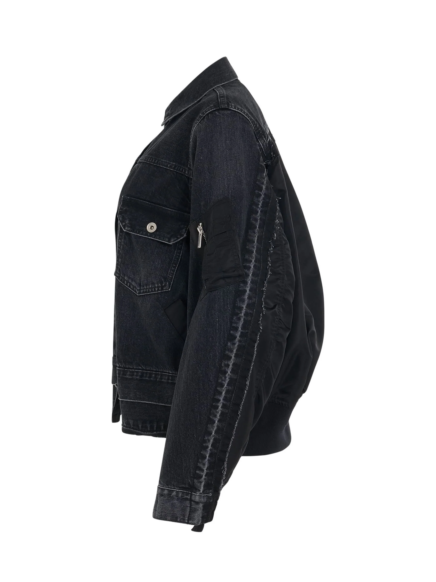 Denim & Nylon Twill Jacket in Black - Image 3