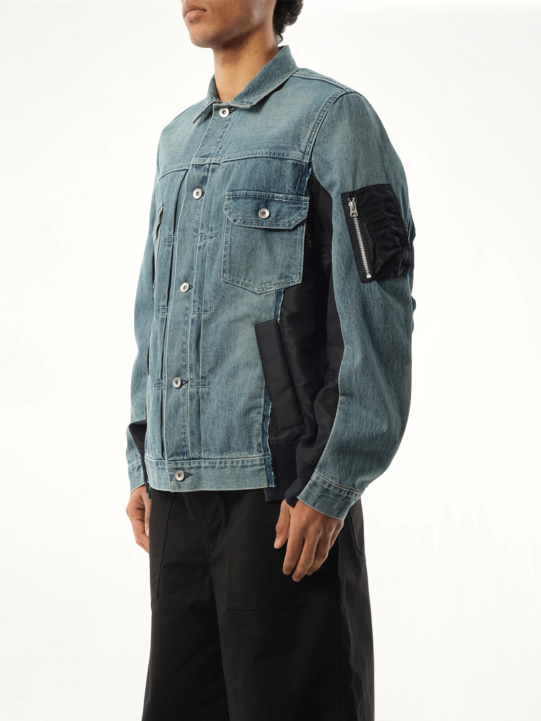 Denim Nylon Twill Jacket in Light Blue - Image 5