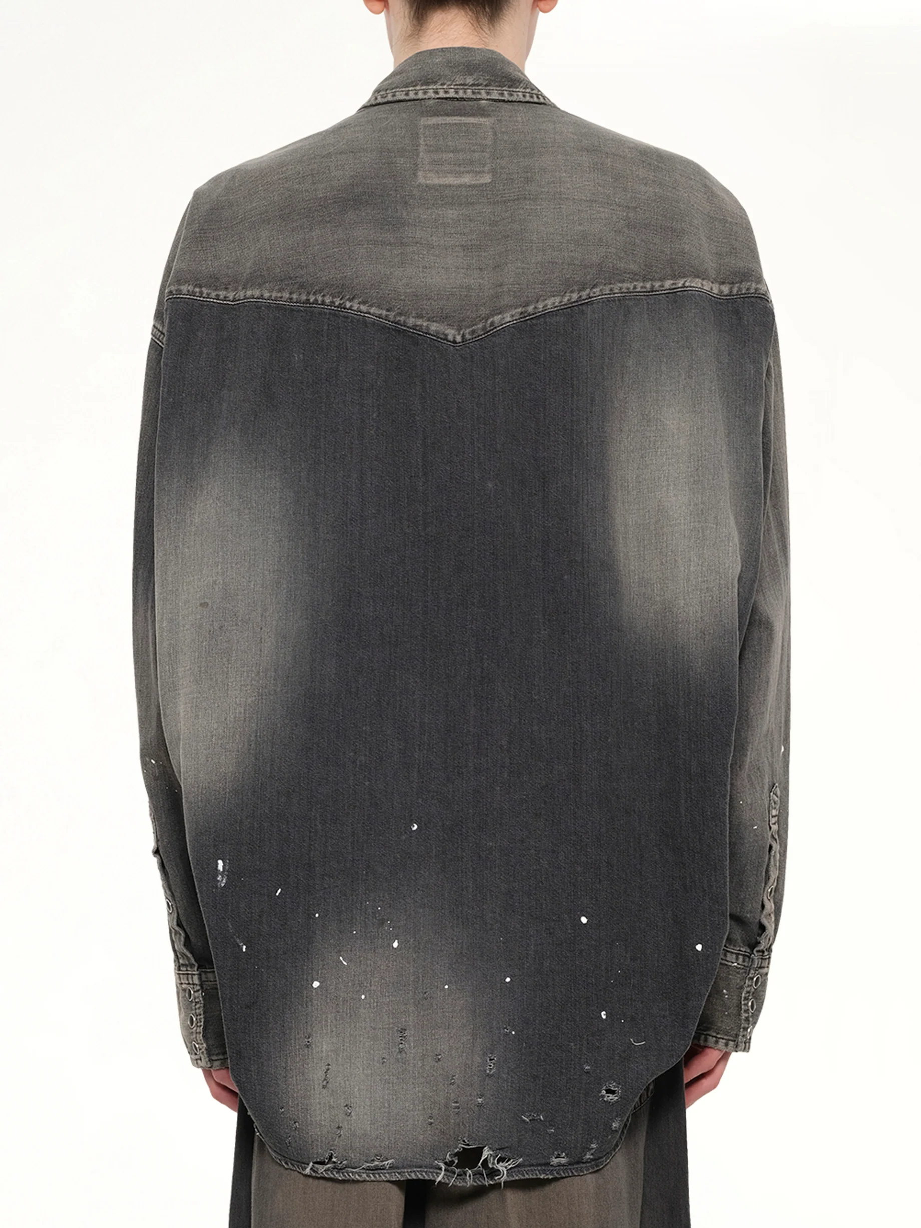 Denim Shirts W Sticker in Black - Image 5