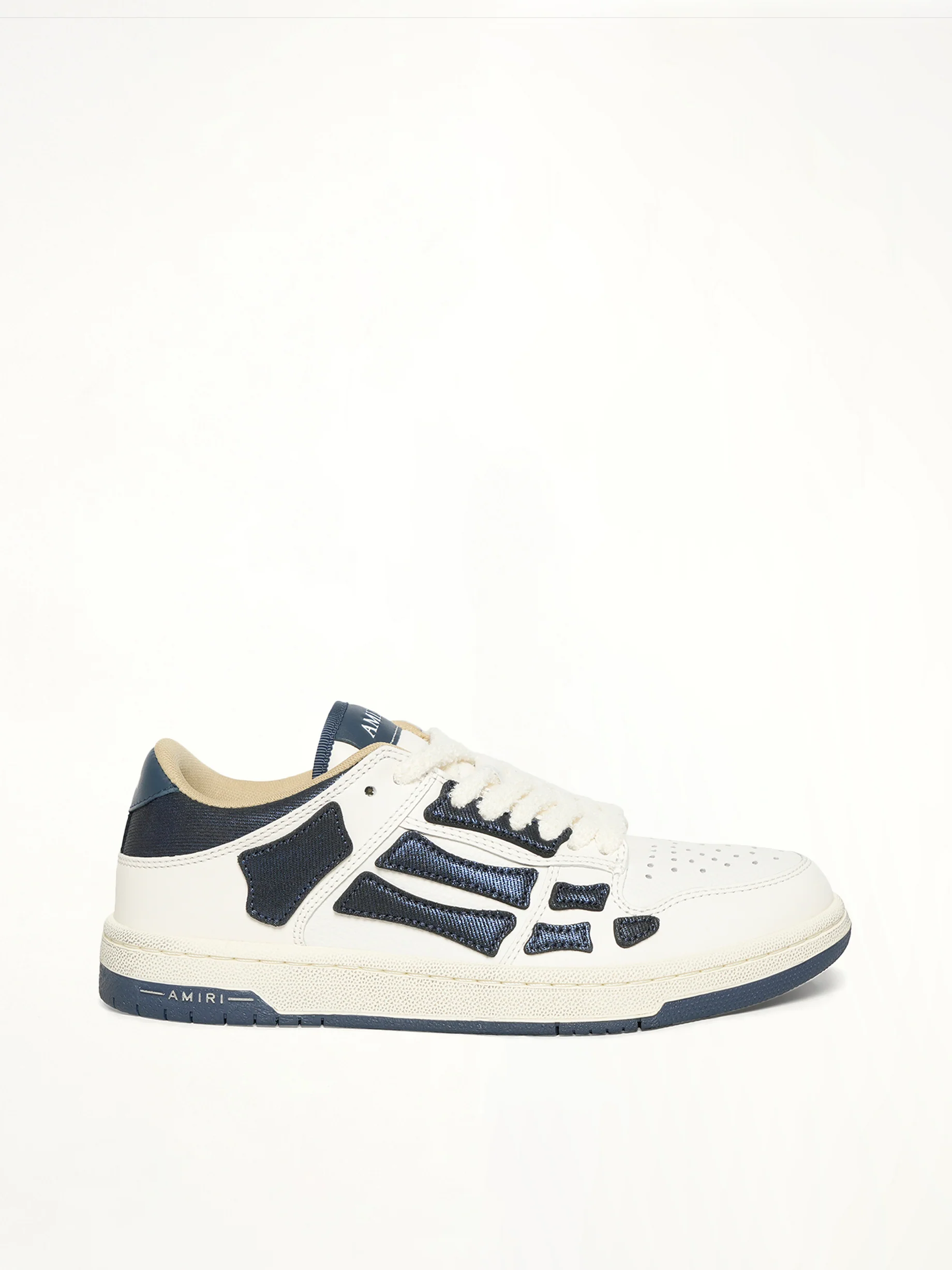 Denim Skeleton Low Top Sneakers in Wet Shimmer