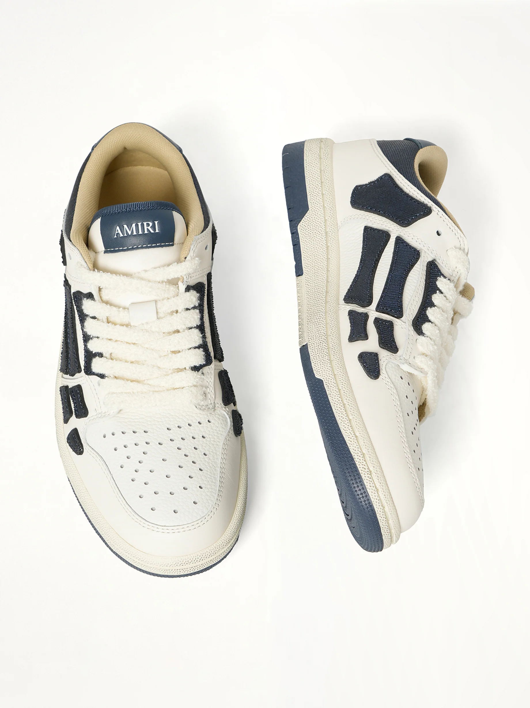 Denim Skeleton Low Top Sneakers in Wet Shimmer - Image 4