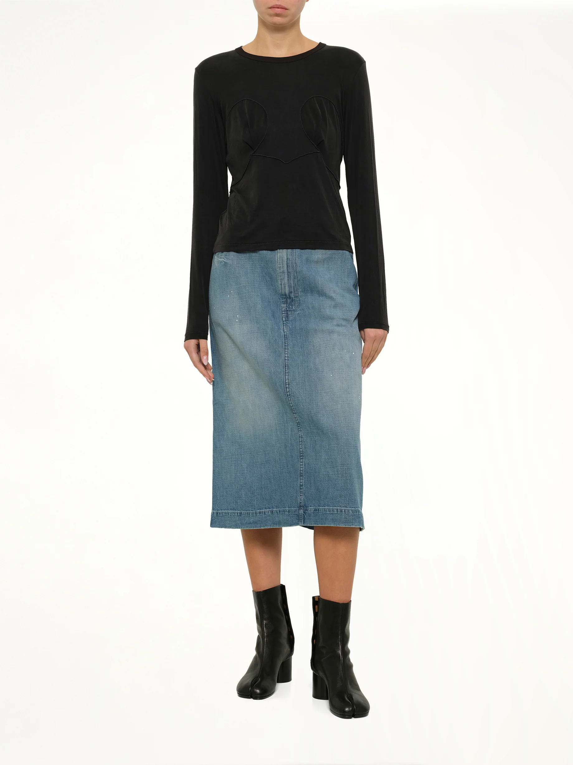 Denim Skirt in Medium Blue Vintage - Image 4