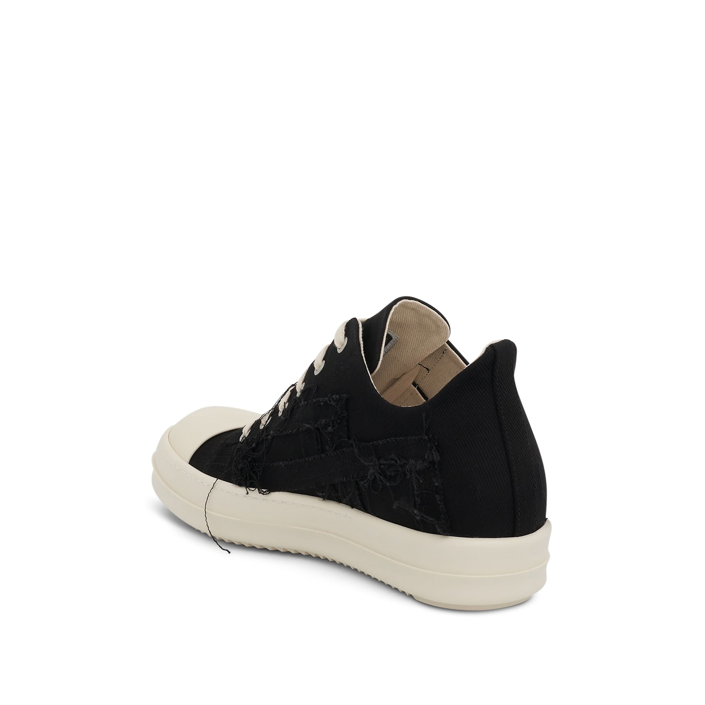 Denim Slashed Low Sneaker in Black/Milk - Image 3