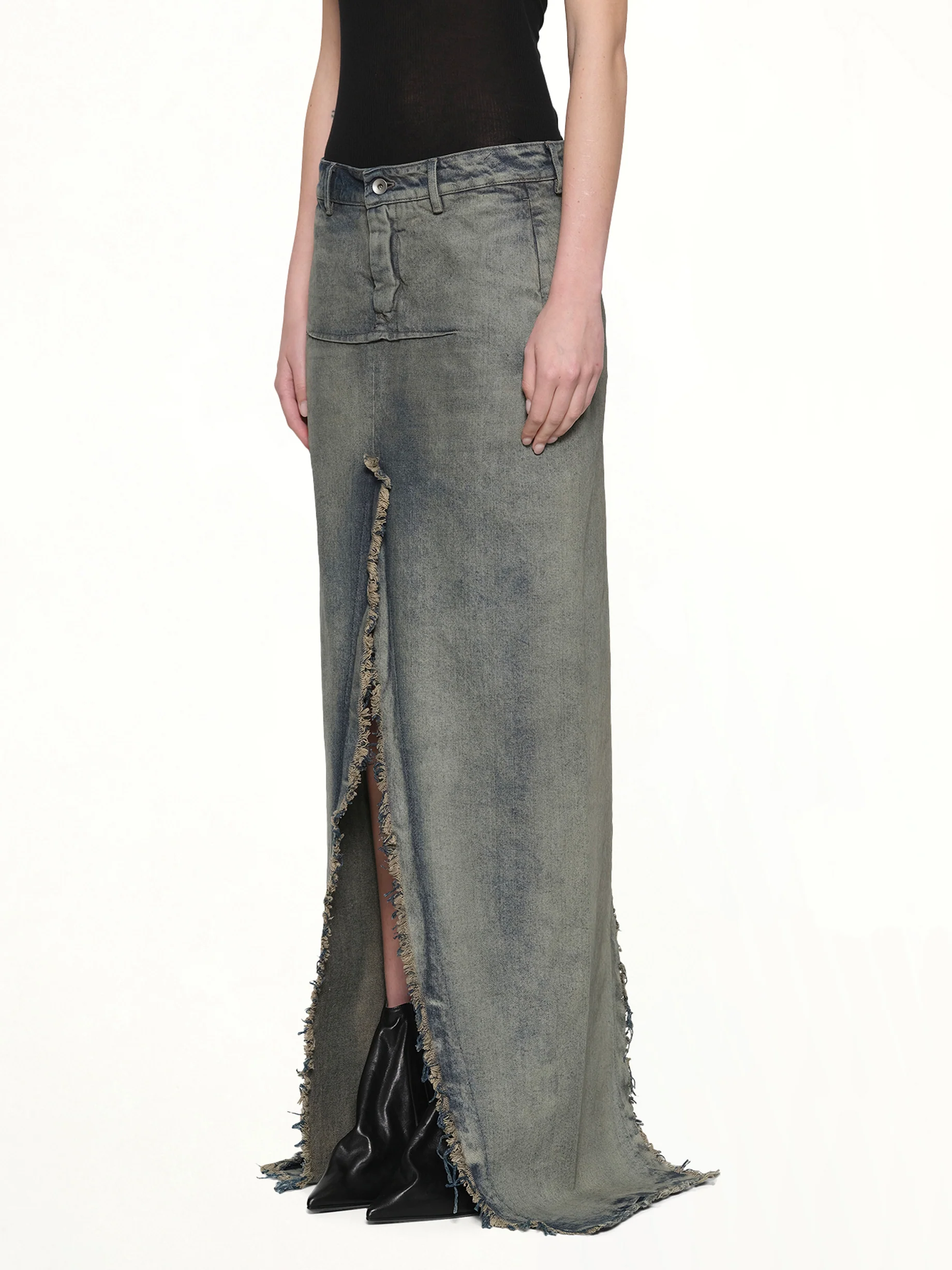 Denim Sliced Skirt in Dirty Hustler - Image 3
