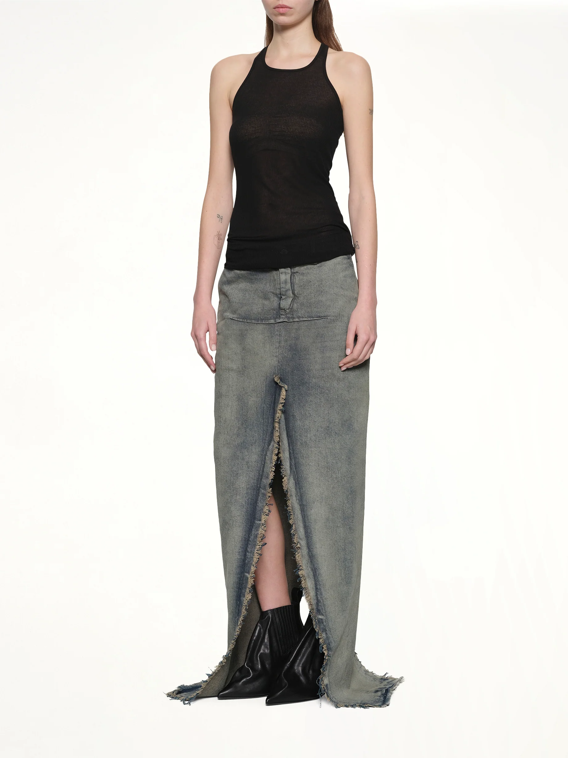 Denim Sliced Skirt in Dirty Hustler - Image 4