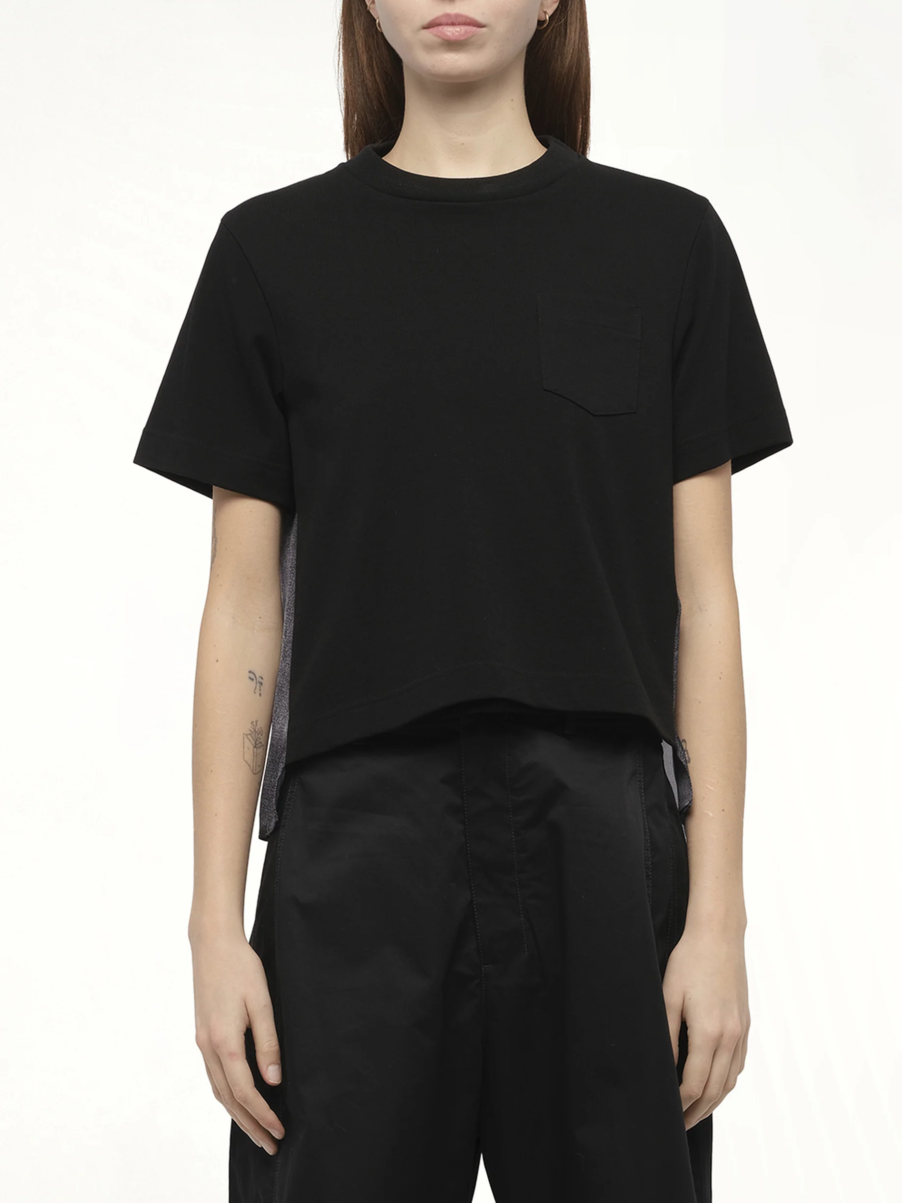 Denim x Cotton Jersey T-Shirt in Black/Indigo