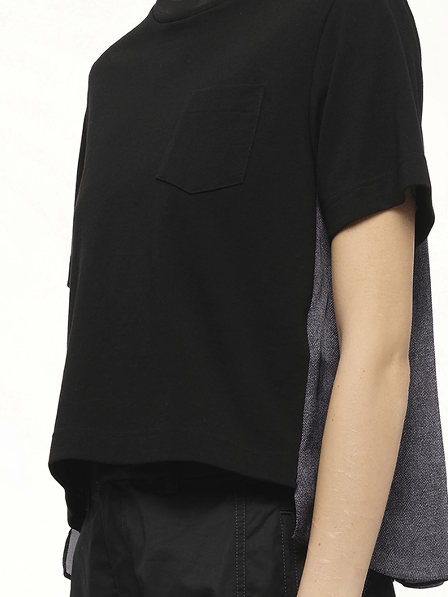 Denim x Cotton Jersey T-Shirt in Black/Indigo - Image 3