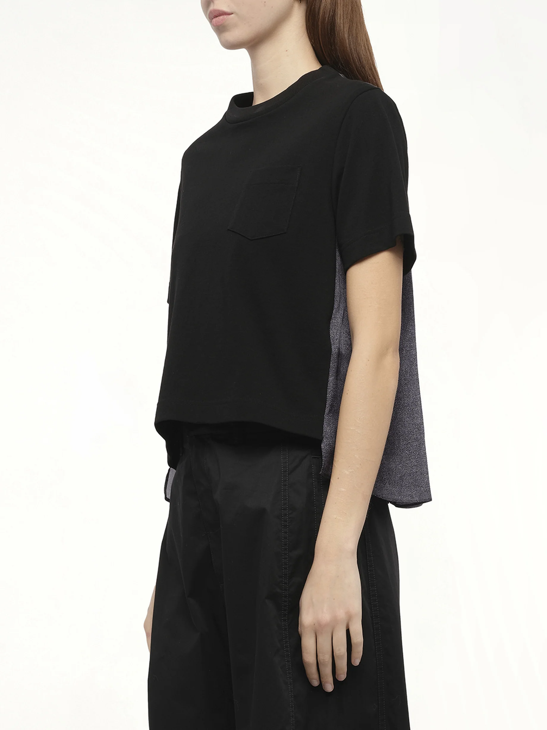 Denim x Cotton Jersey T-Shirt in Black/Indigo - Image 5