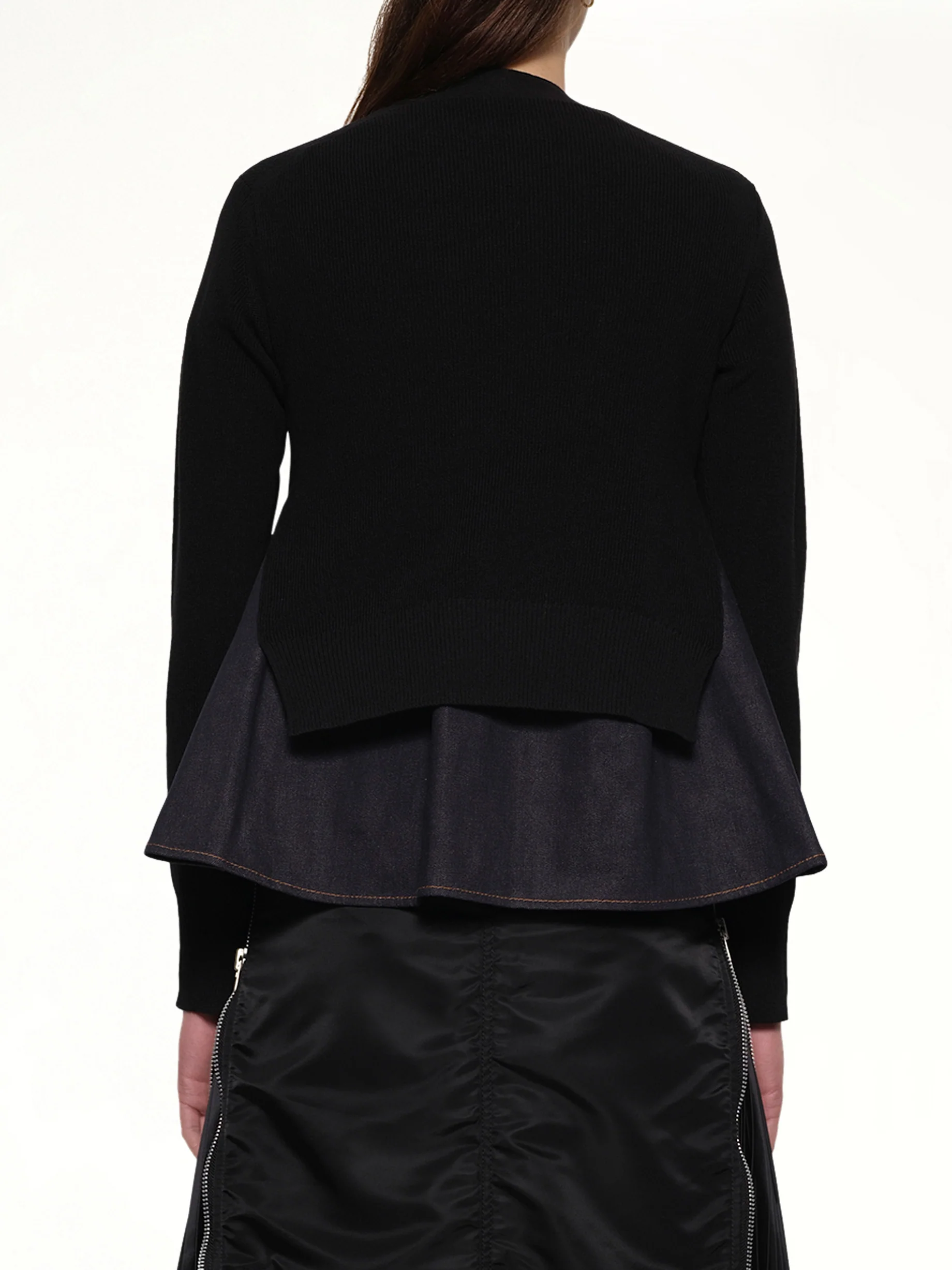 Denim x Knit Cardigan in Black/Indigo - Image 5