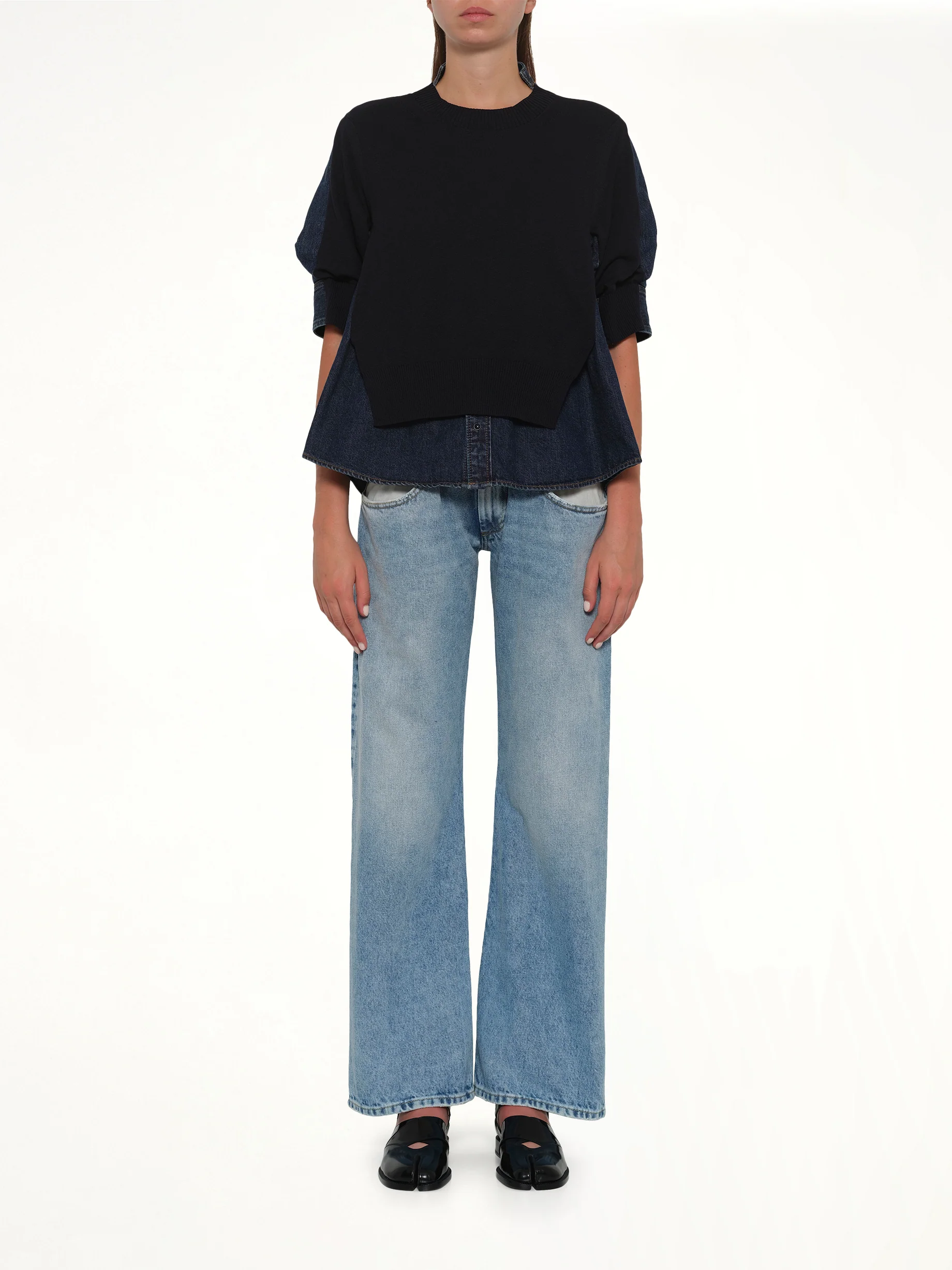 Denim x Knit Pullover in Blue - Image 7
