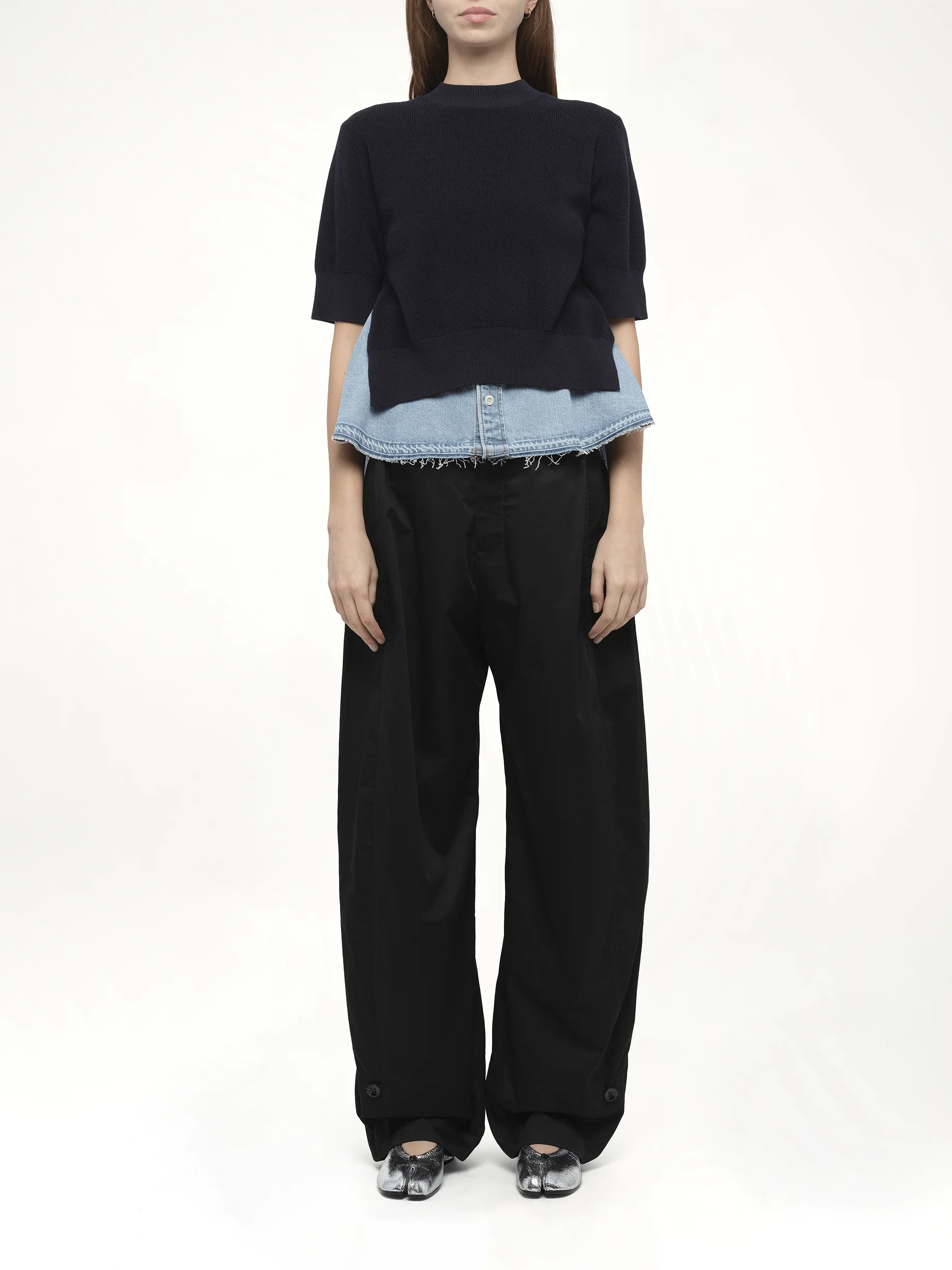 Denim x Knit Pullover in Navy/Light Blue - Image 7