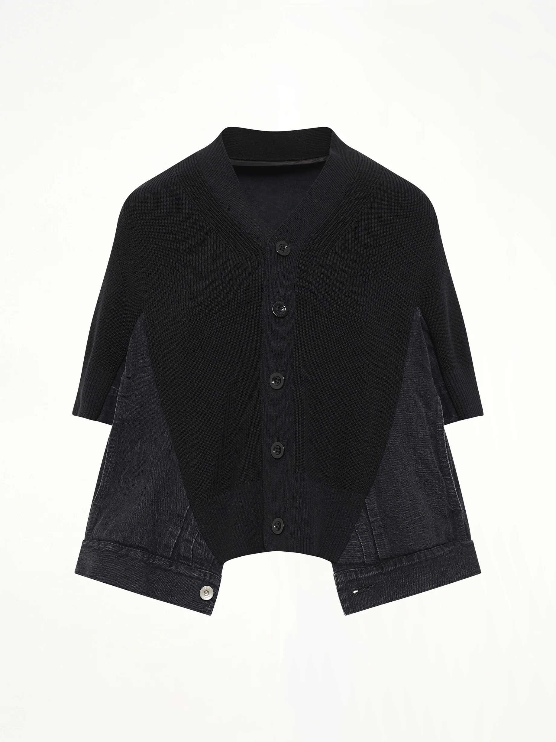 Denim x Knit SS Cardigan in Black - Image 2