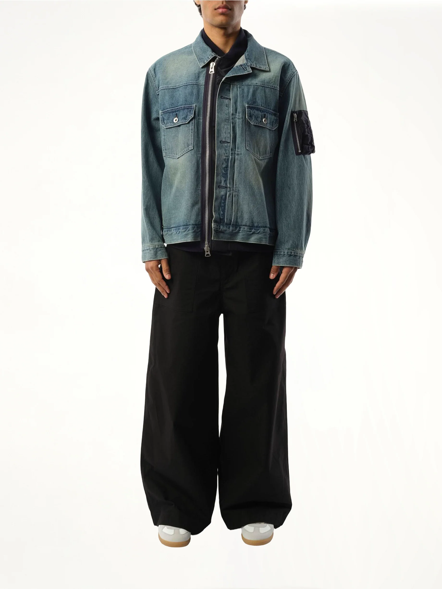 Denim x Nylon Jacket in Light Blue - Image 4