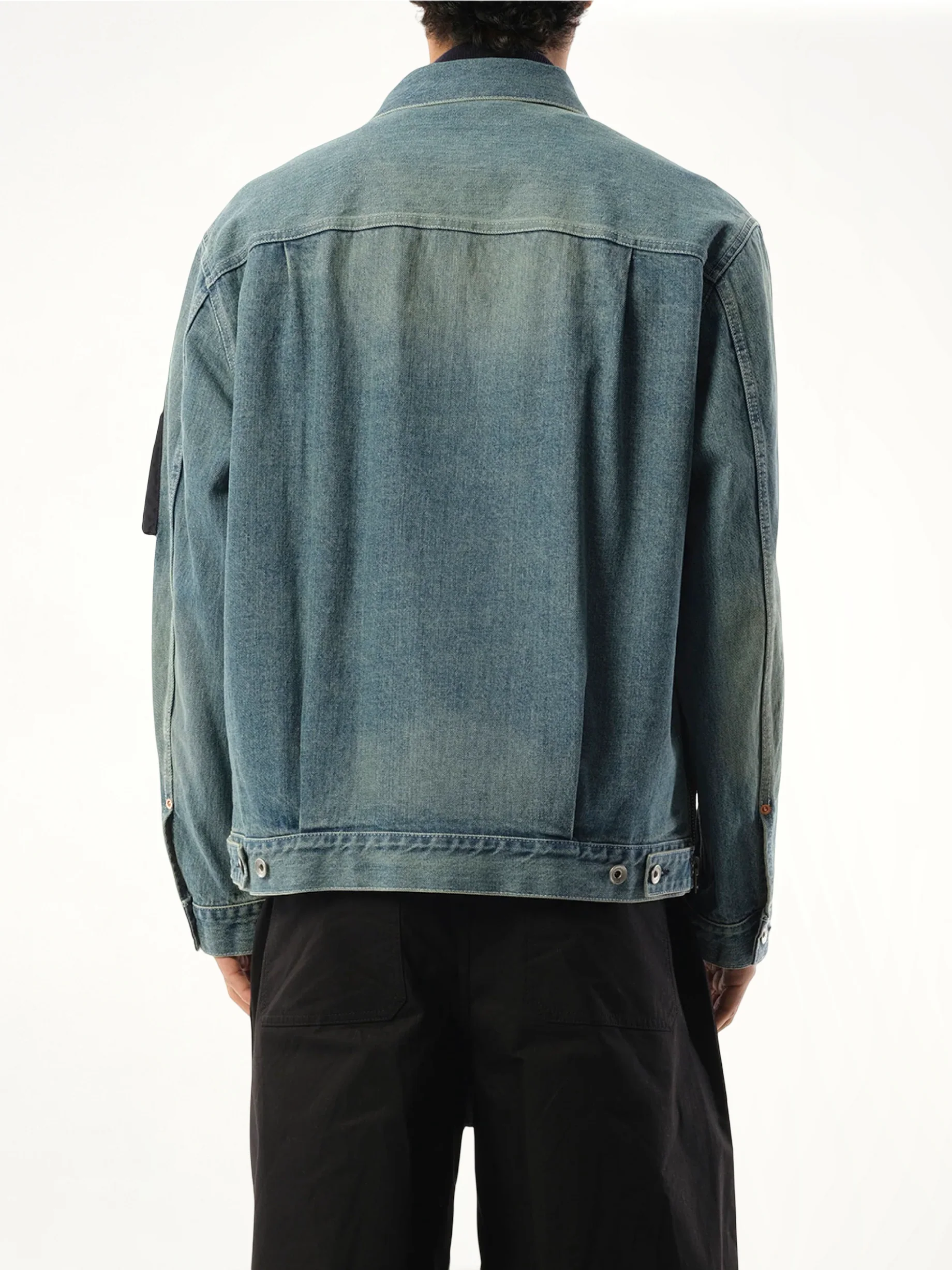 Denim x Nylon Jacket in Light Blue - Image 6