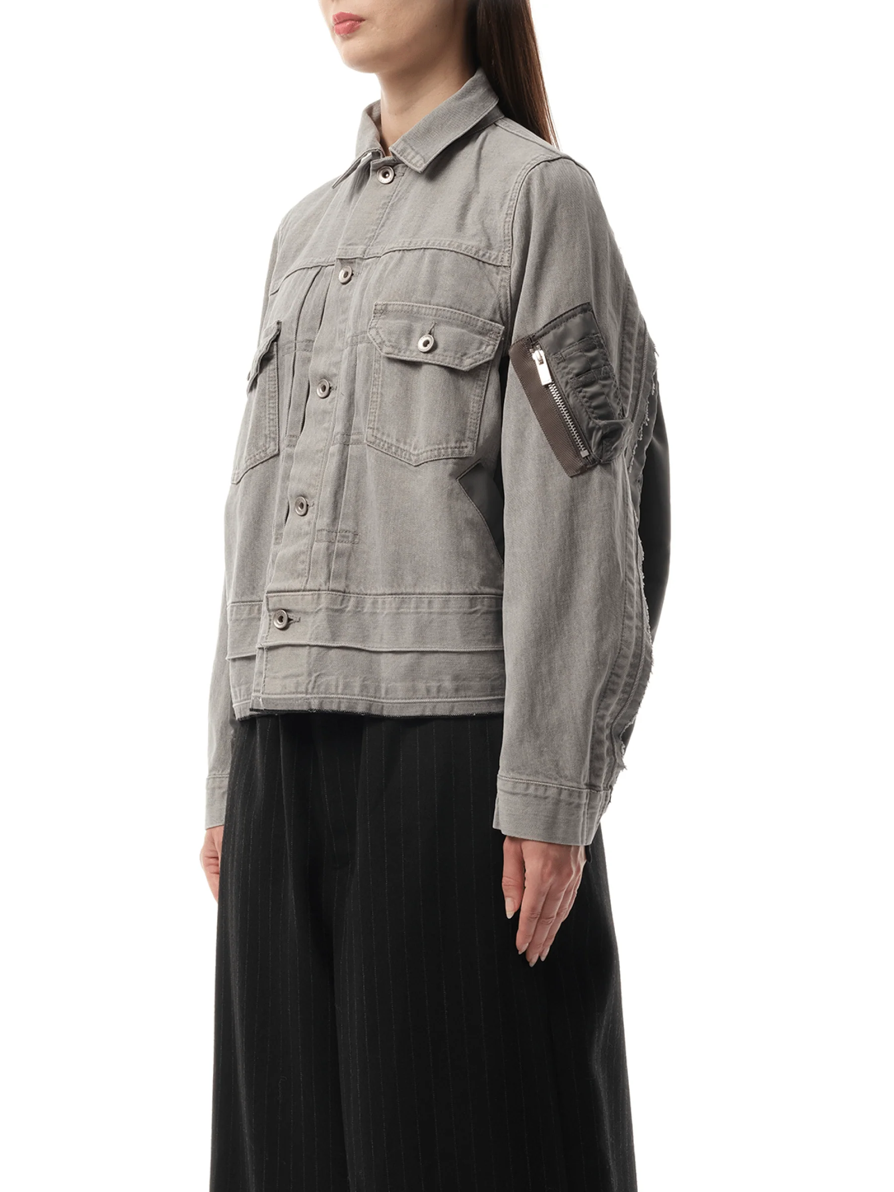 Denim Nylon Twill Jacket in Gray - Image 5