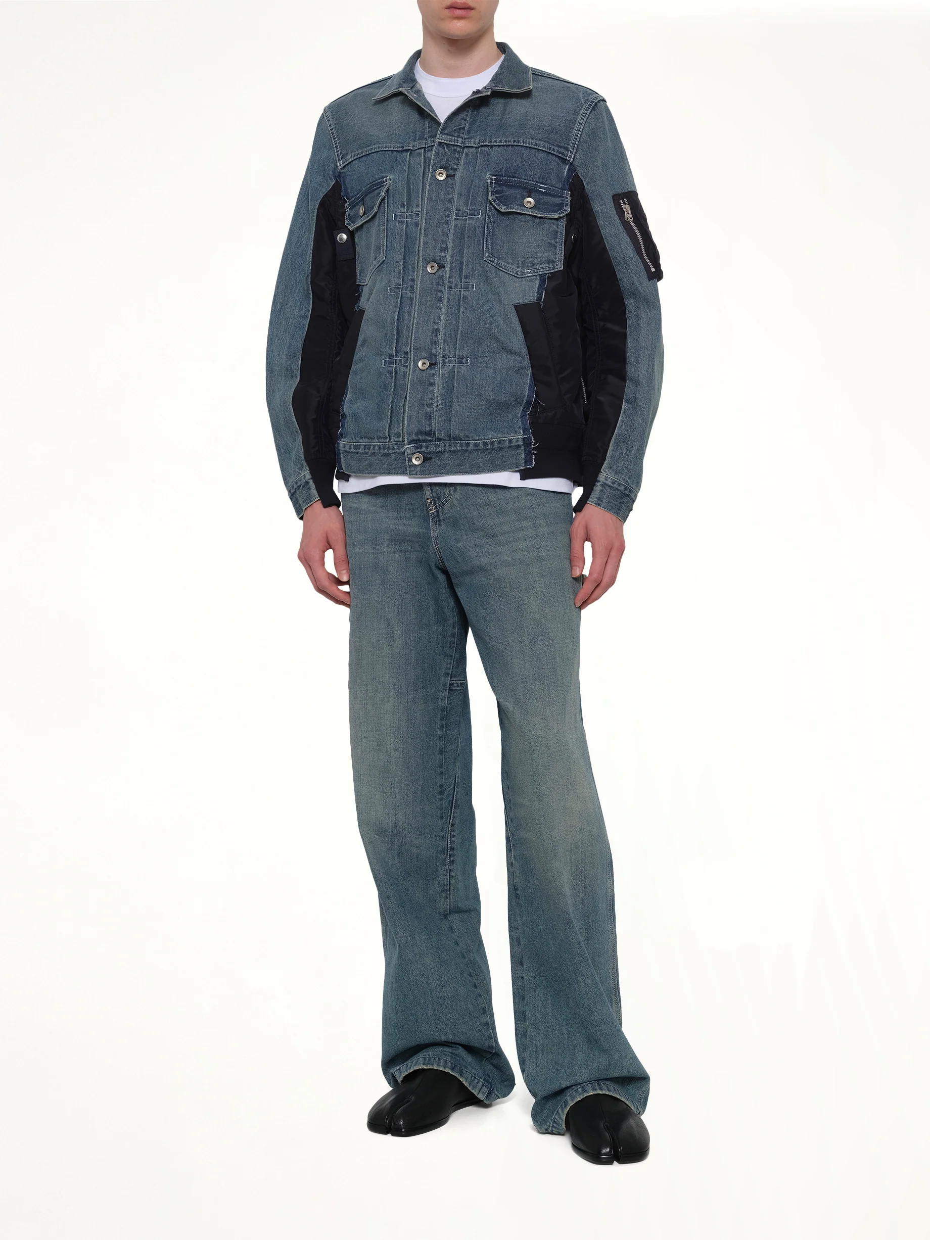 Denim x Nylon Twill Jacket in Light Blue - Image 4